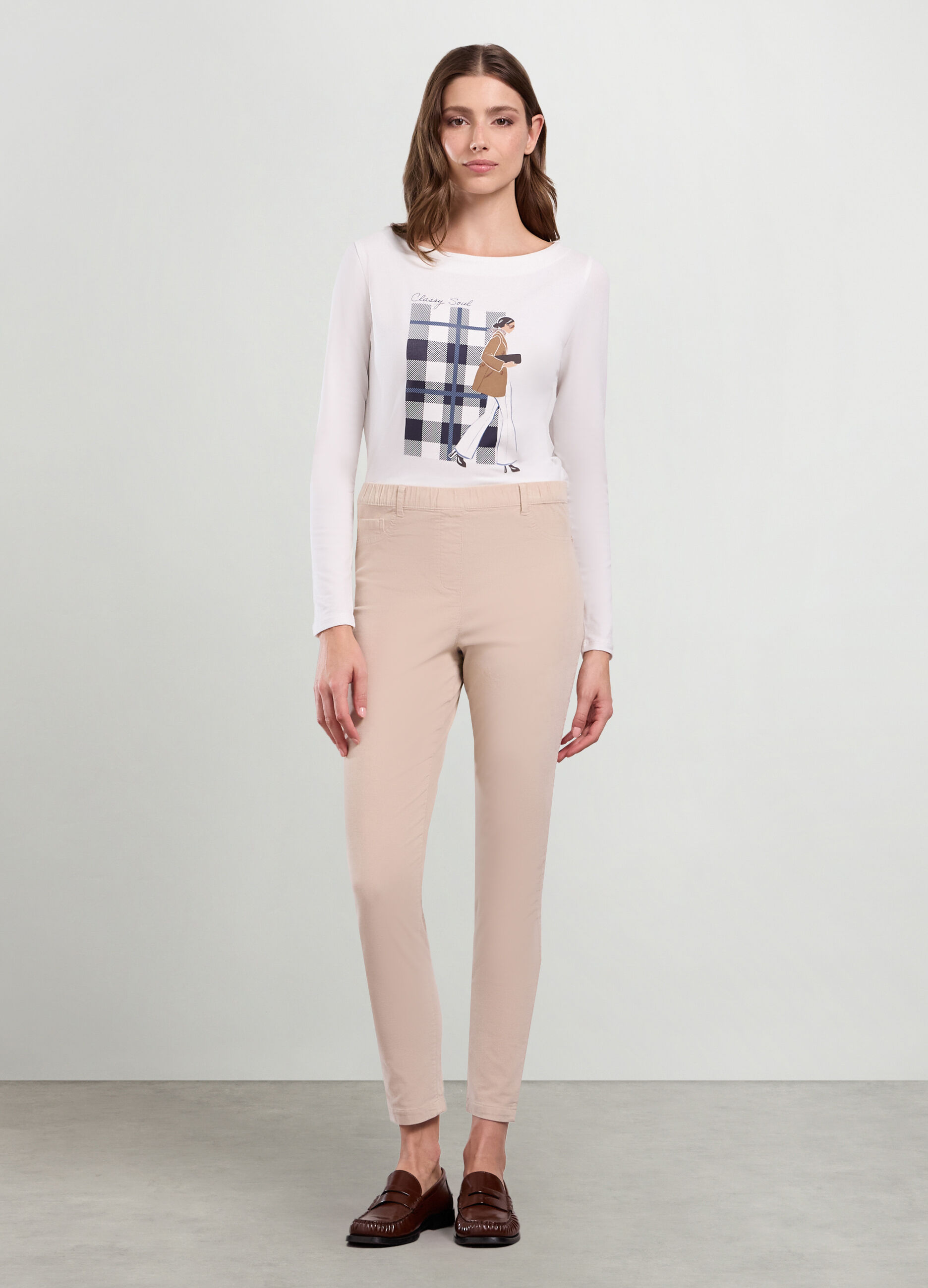 Leggings in costina di velluto donna_0