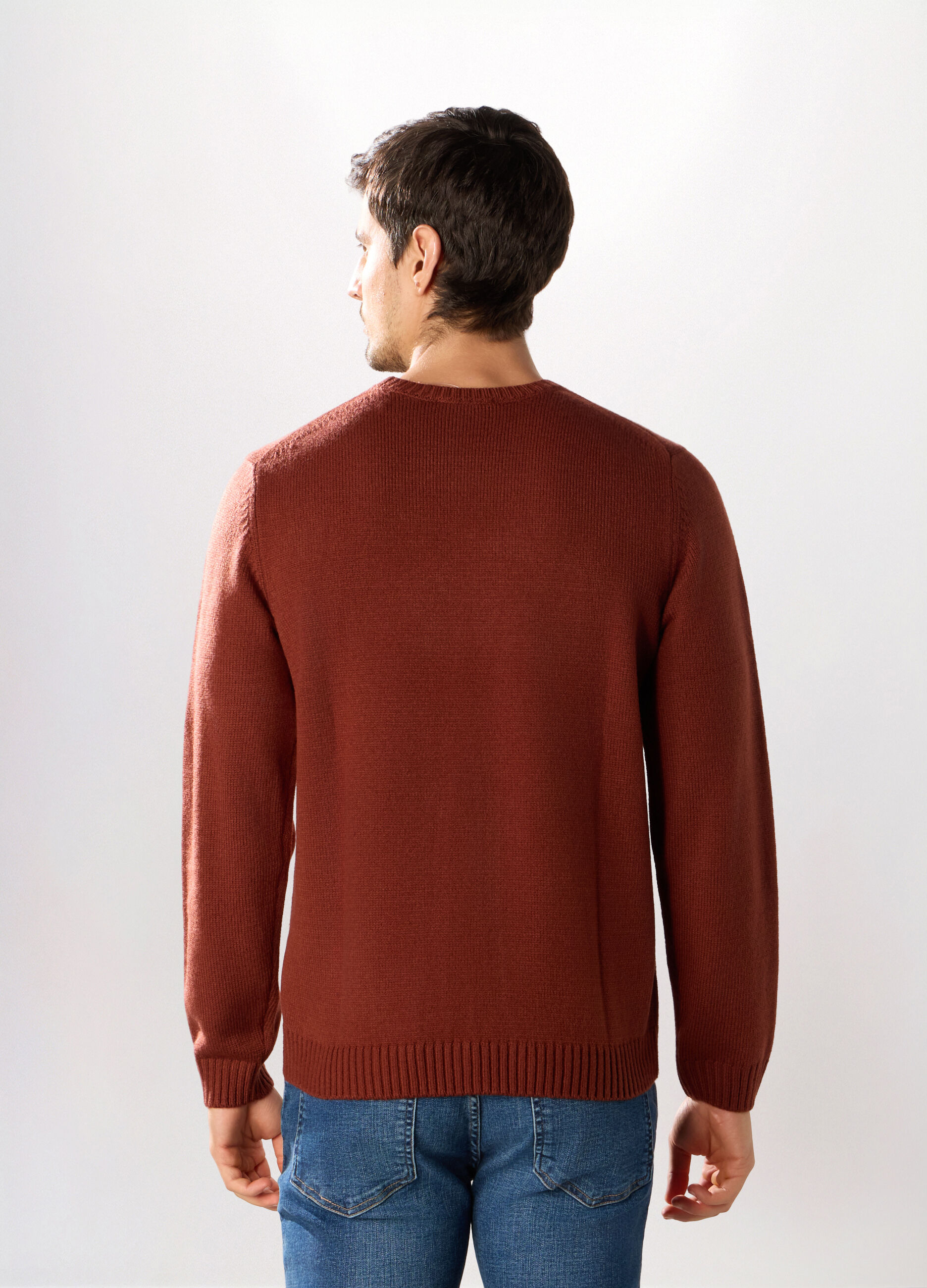 Maglione girocollo a maglia rasata uomo_1