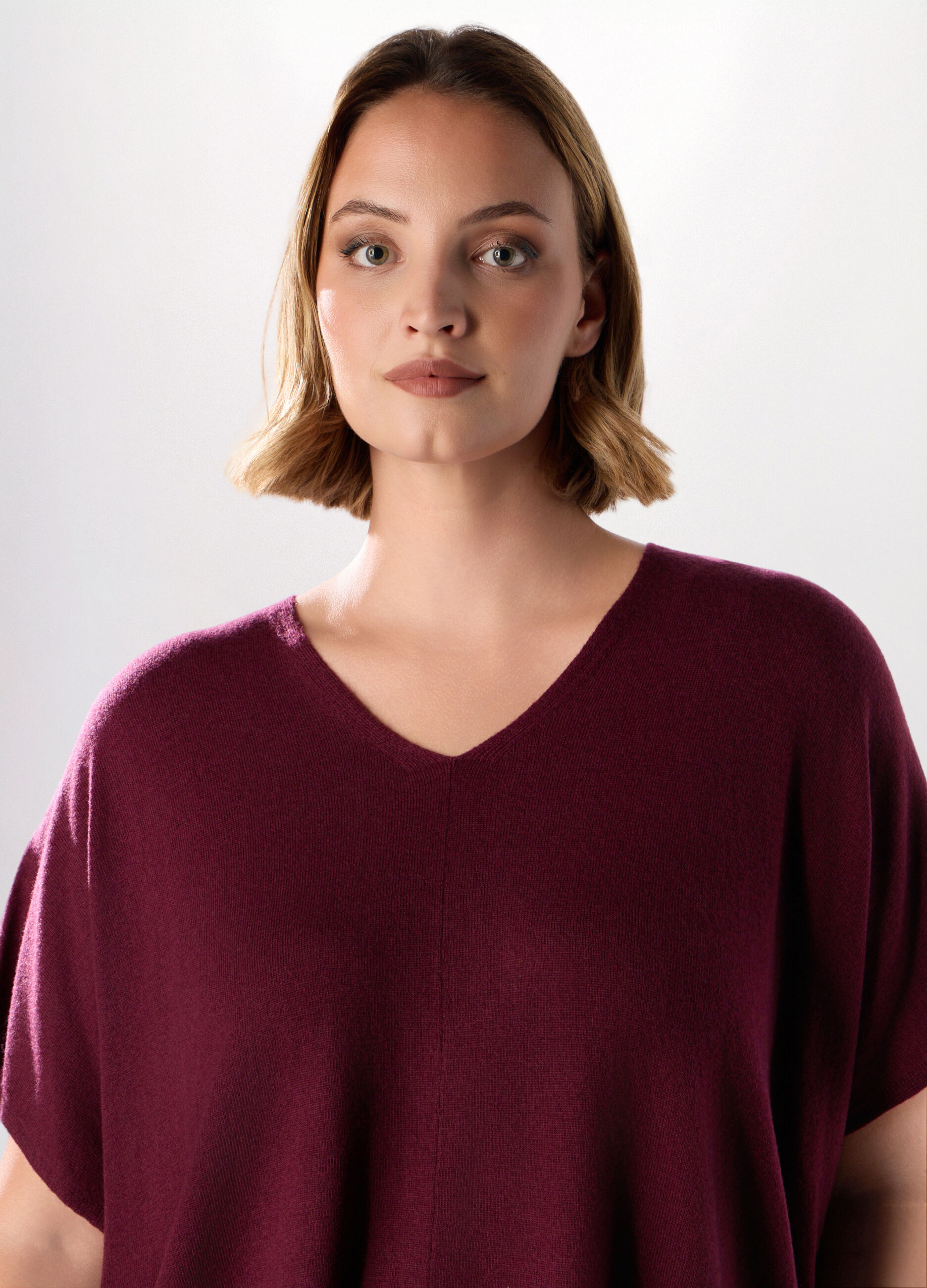 Maglia poncho in misto lana donna curvy_2