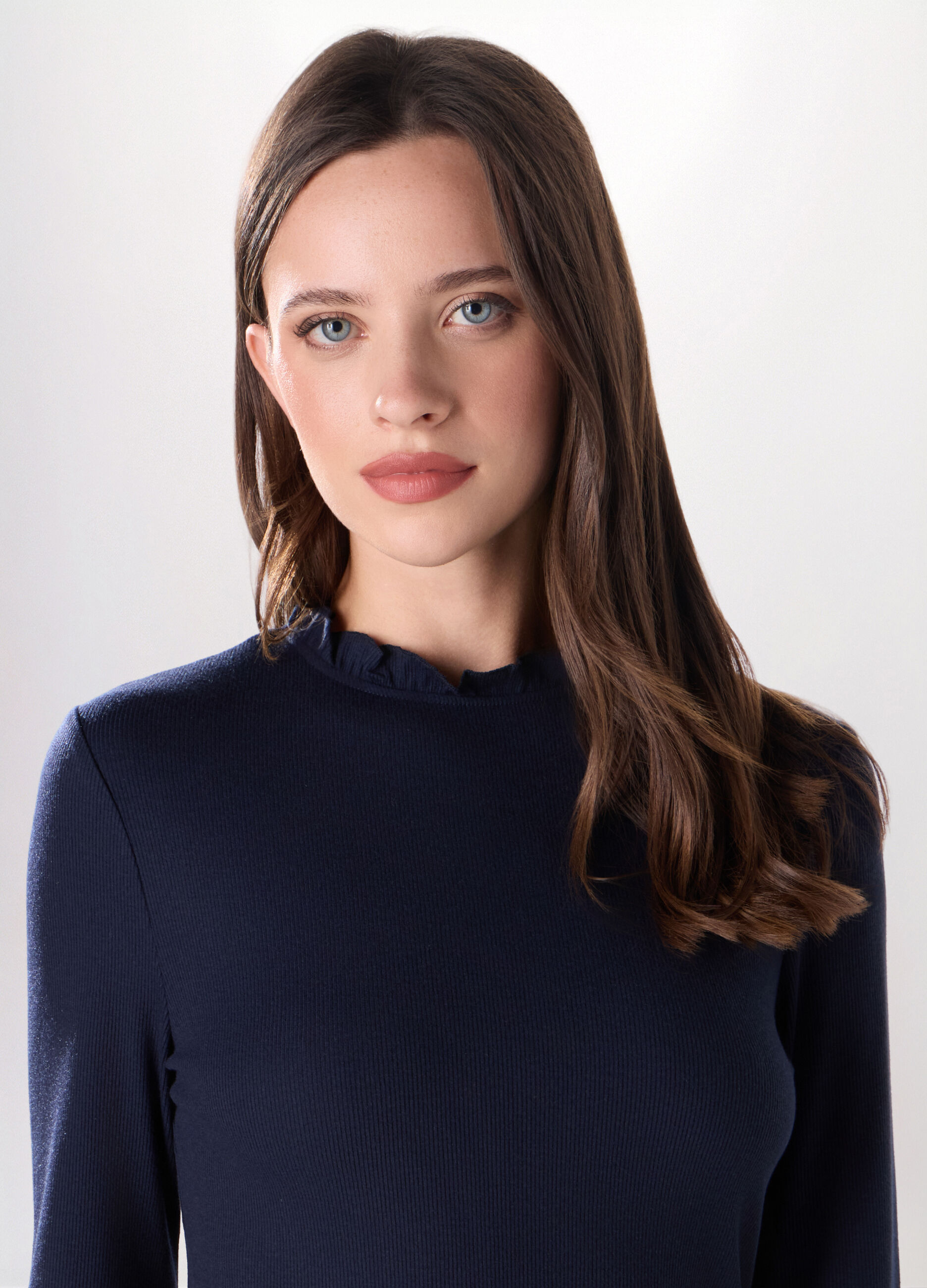 T-shirt in costina di misto viscosa stretch donna_2