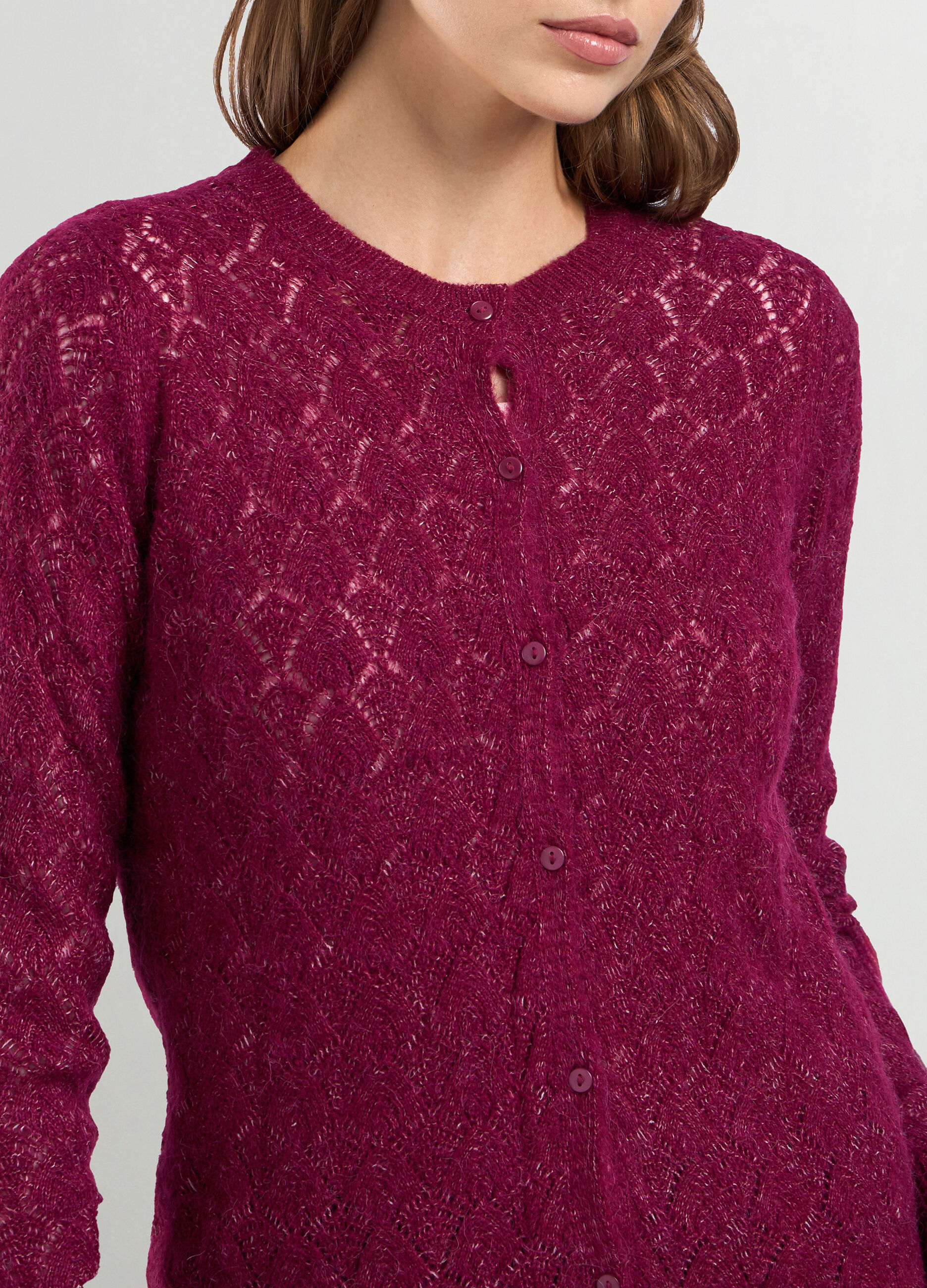 Cardigan tricot in misto lana di alpaca donna_2