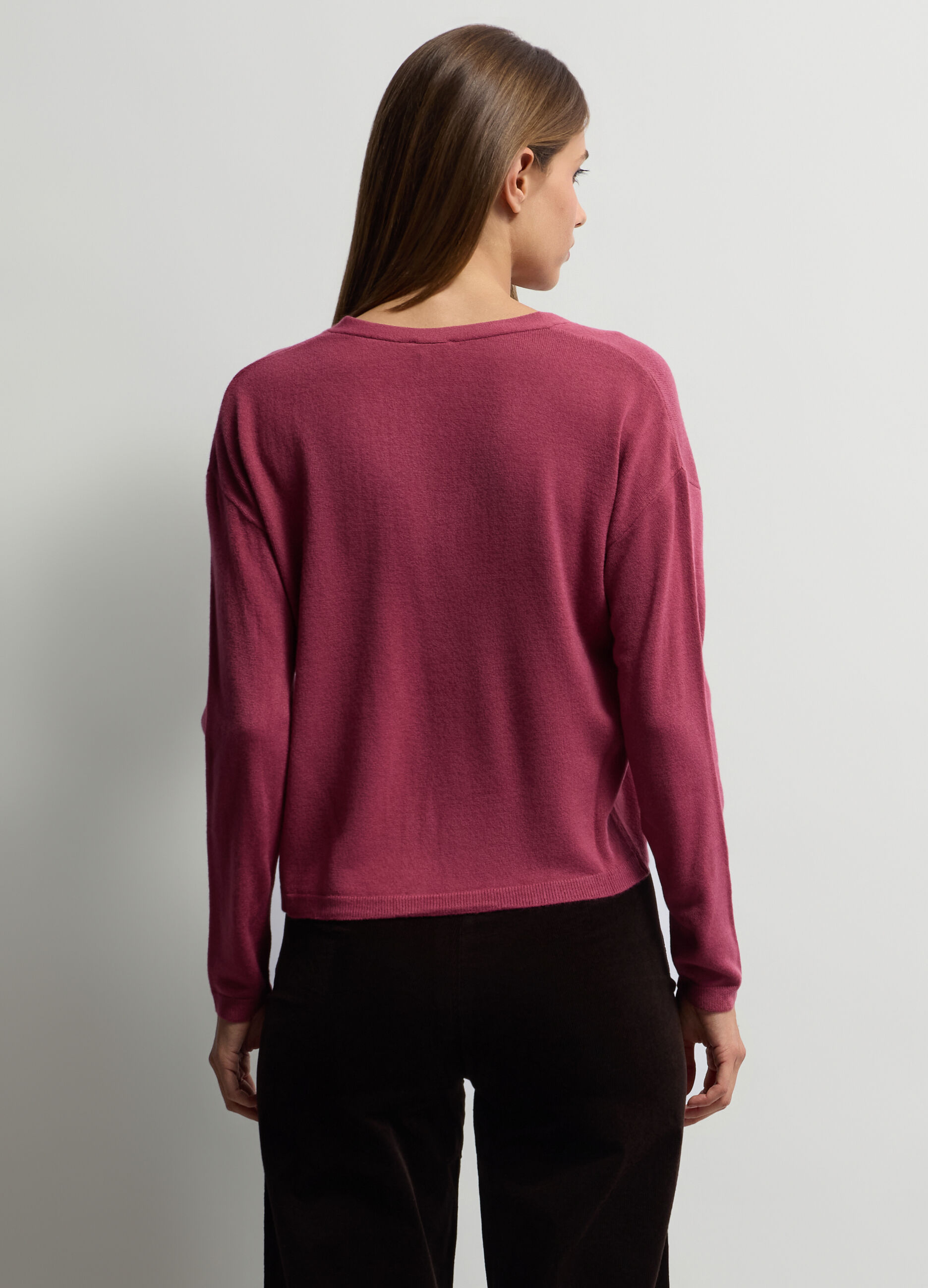 Cardigan con scollo a V rasato donna_1