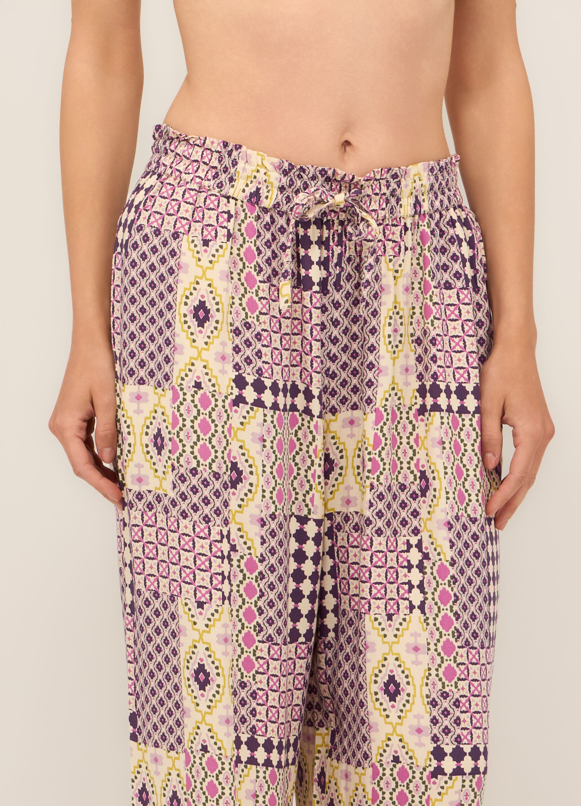 Pantaloni lunghi pigiama in pura viscosa donna_2
