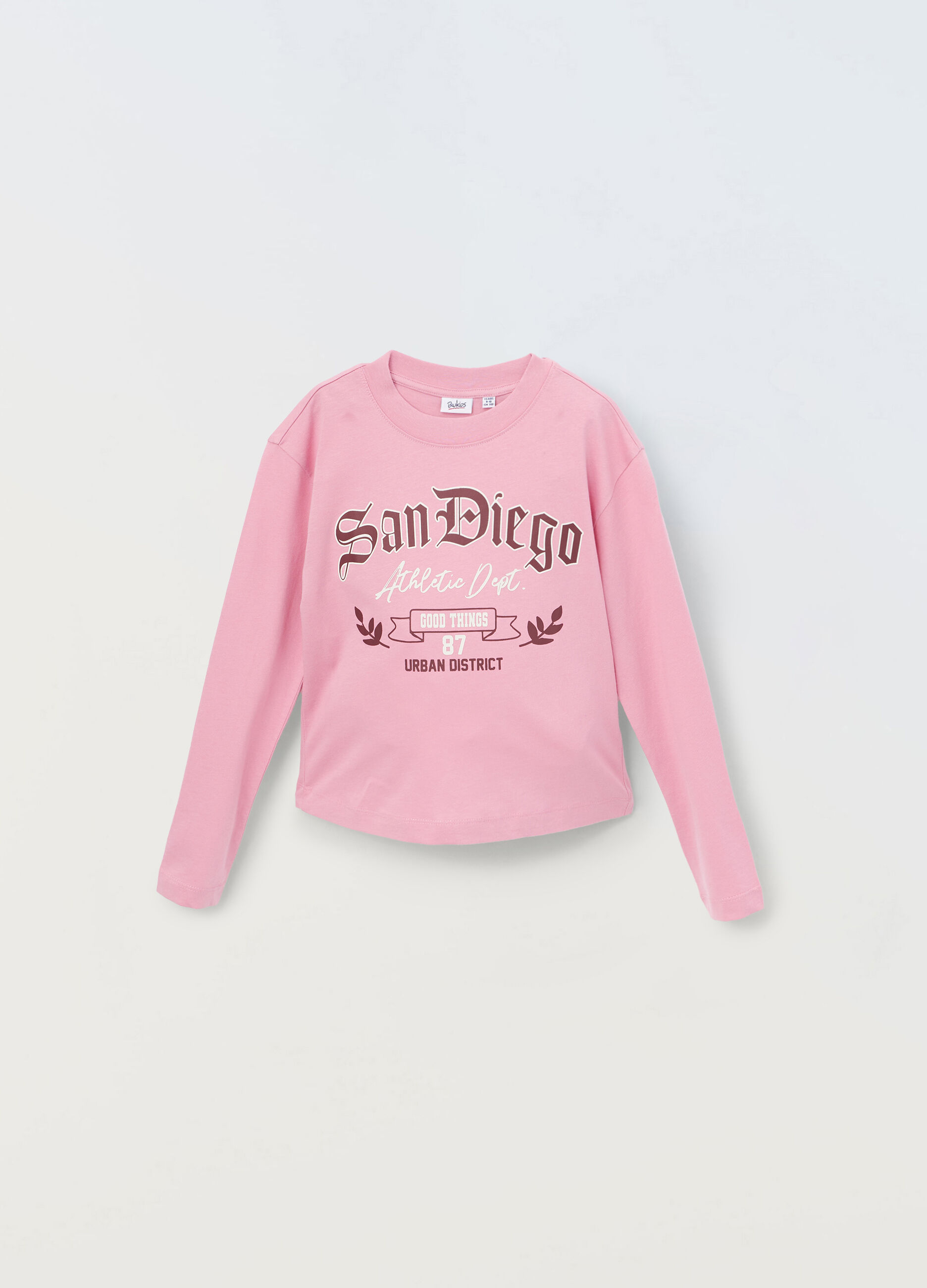 T-shirt a maniche lunghe in puro cotone ragazza_0