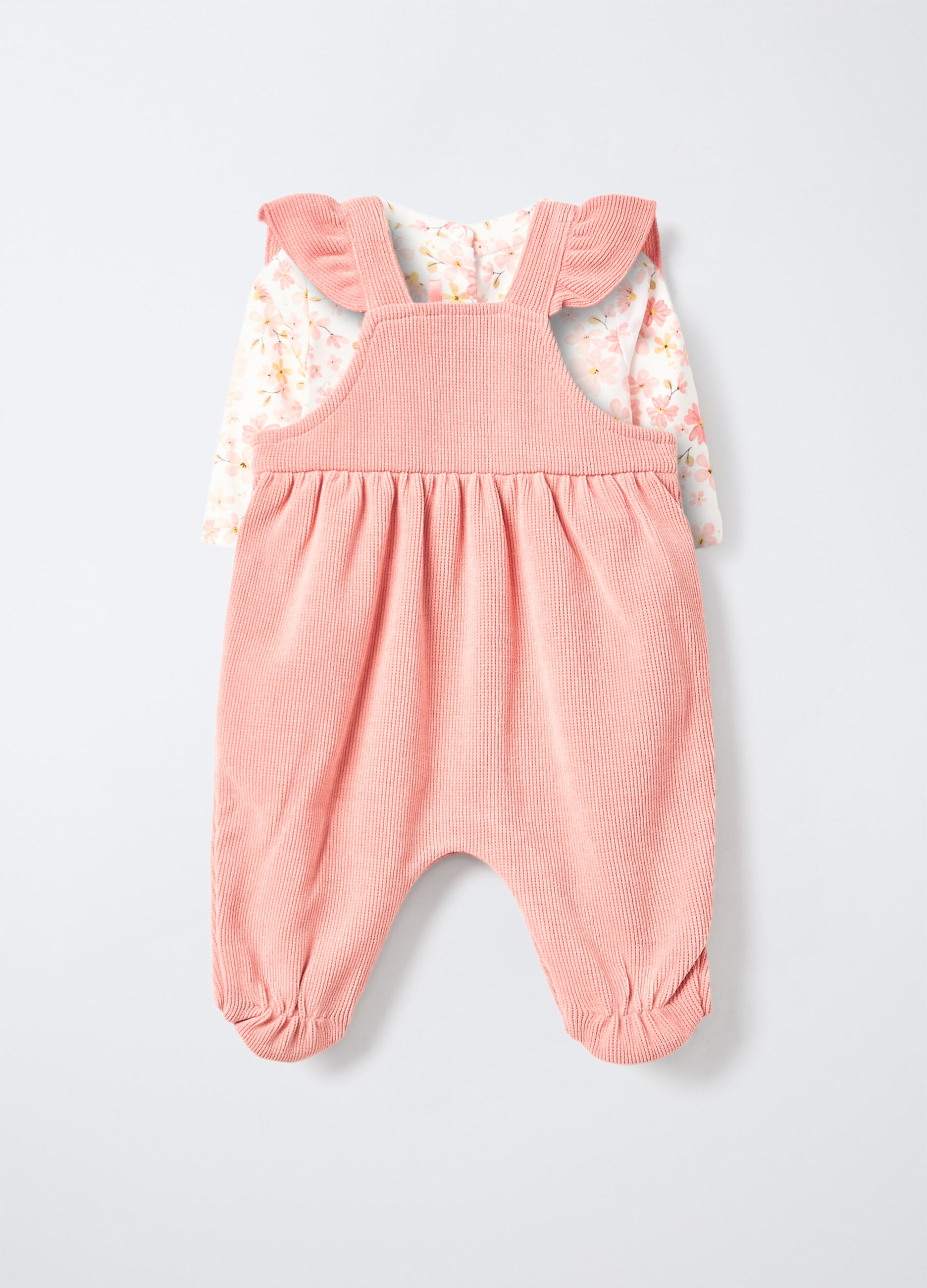 Set salopette + t-shirt floreale neonata_1