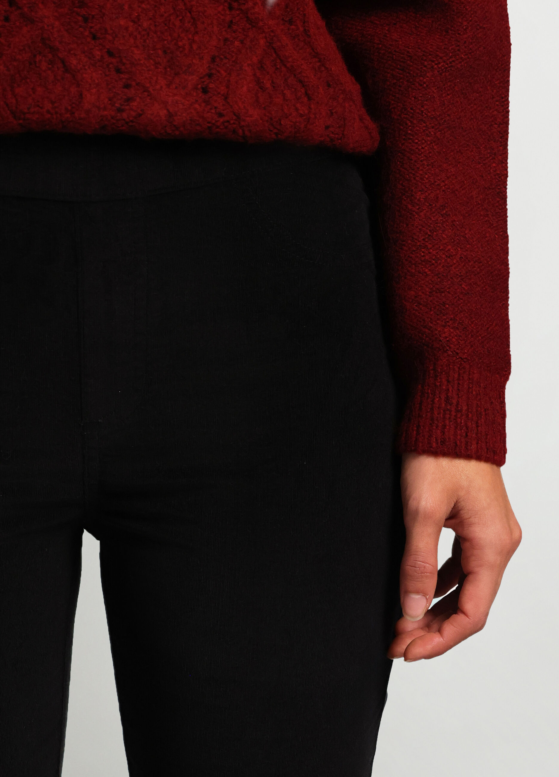 Pantaloni in velluto di cotone stretch donna_2