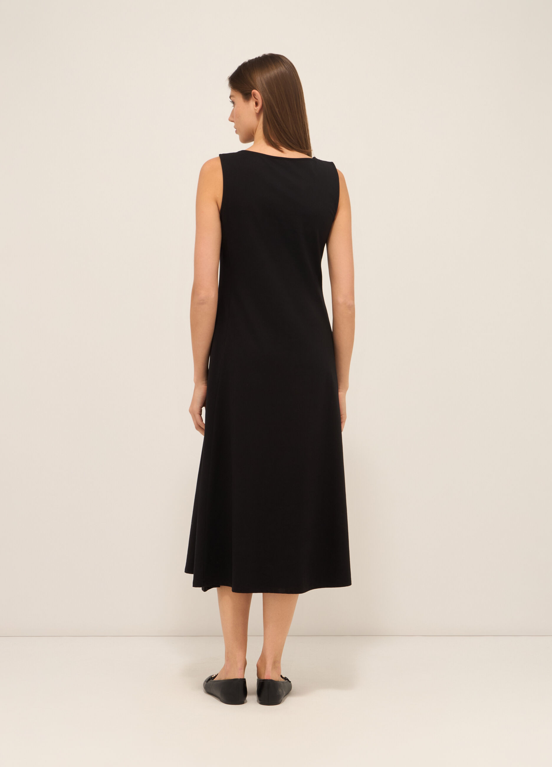 Abito lungo in jersey di cotone stretch donna_1