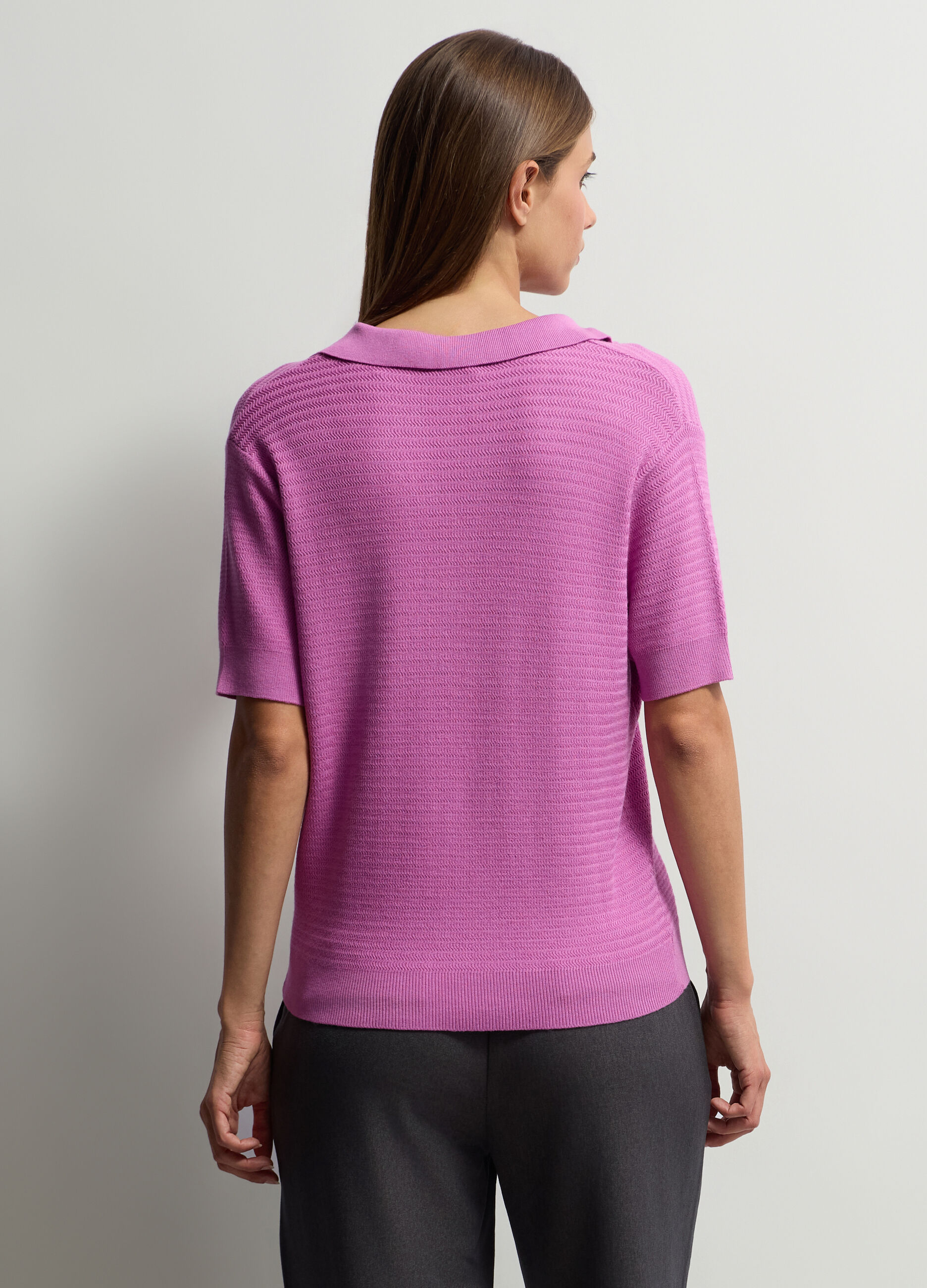 Maglia con colletto polo operata donna_1
