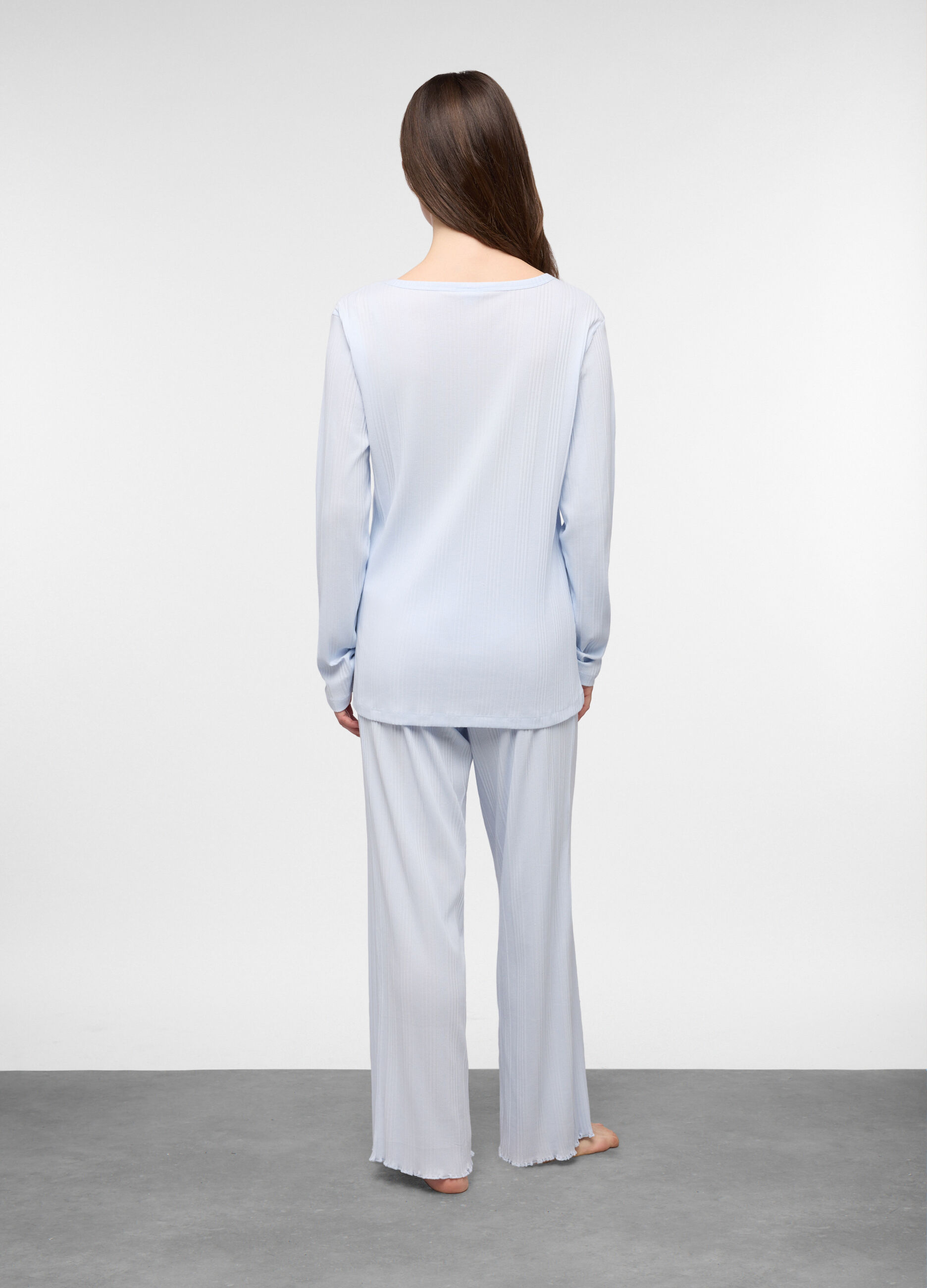 Set pigiama lungo in misto cotone stretch donna_1