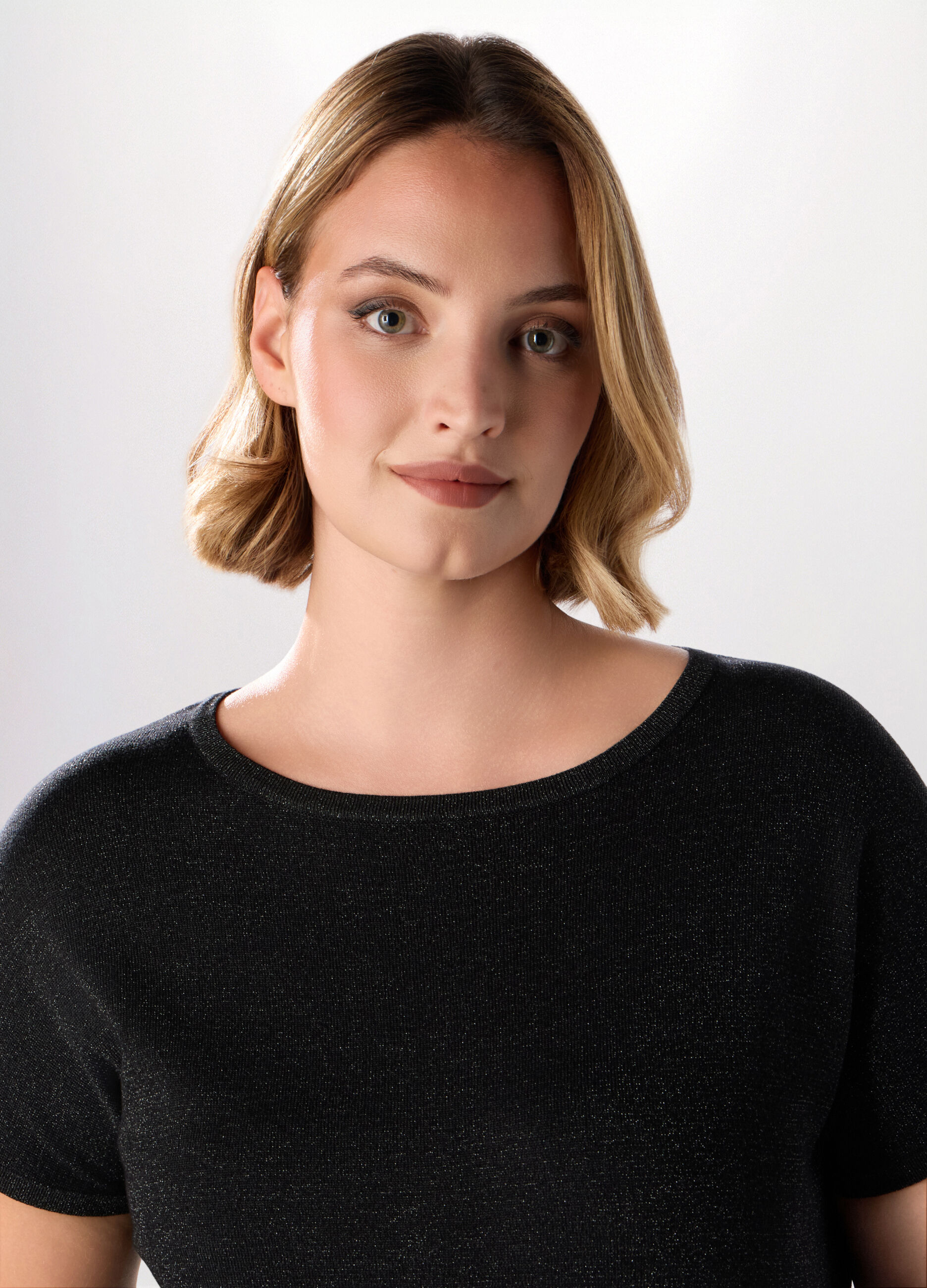 Maglia a manica corta in filo lurex donna curvy_2