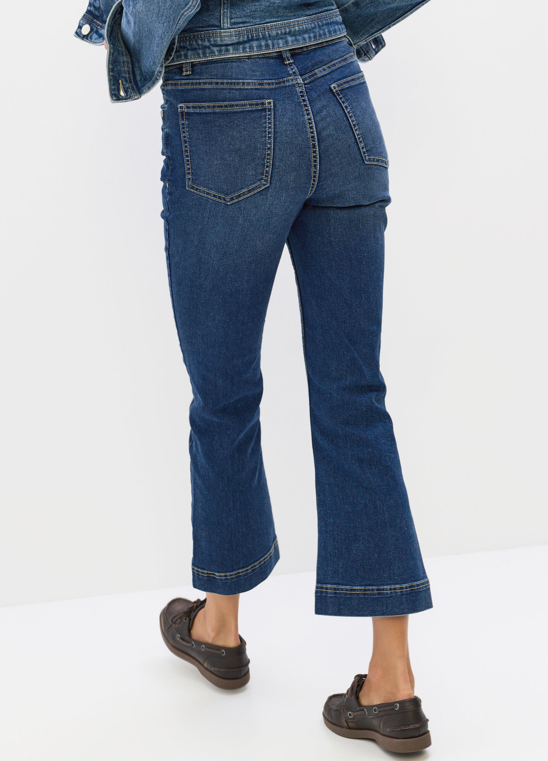Pantaloni Flare Fit in denim stretch misto cotone donna_1