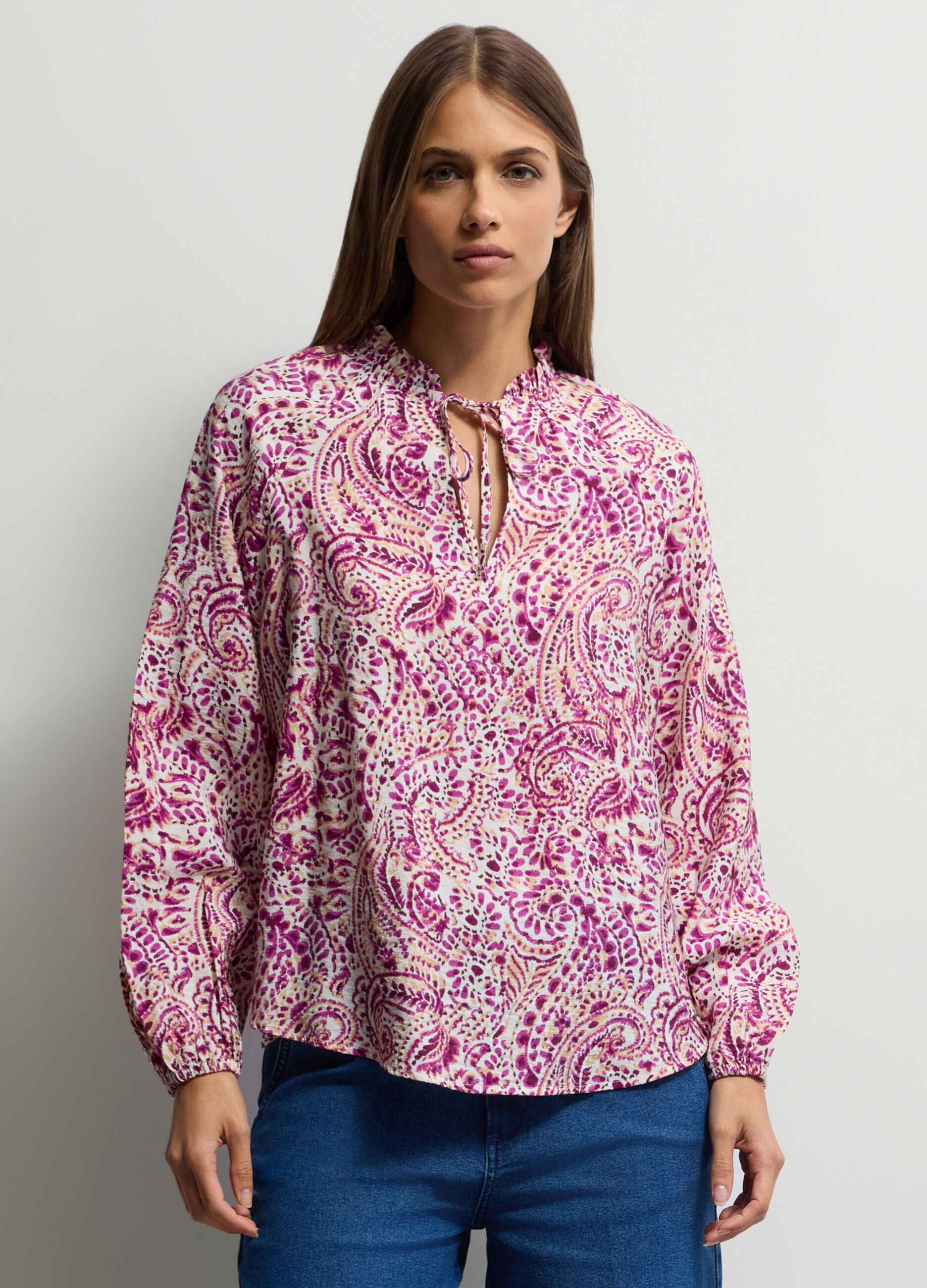 Blusa Fit Over con scollo a goccia misto modal donna_0