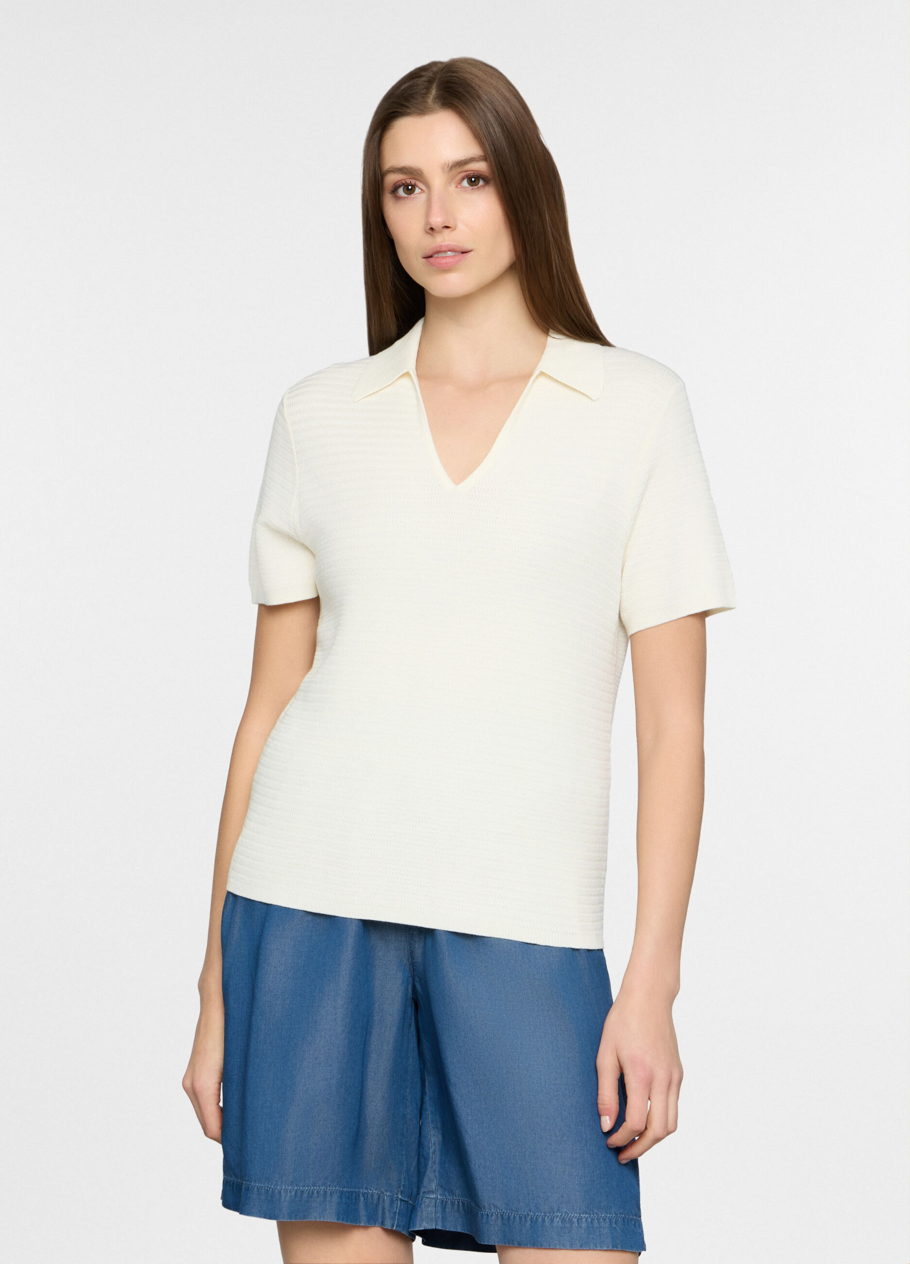 Polo con scollo a V donna_0