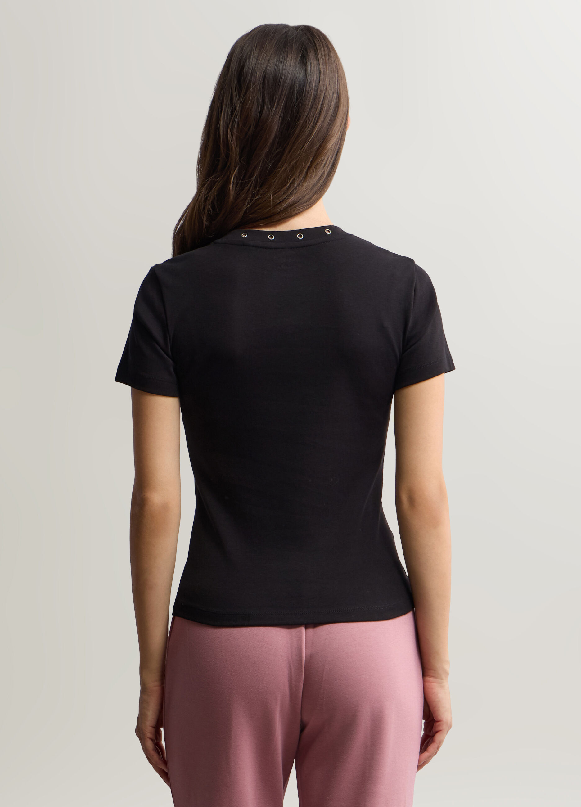 T-shirt girocollo in puro cotone donna_1