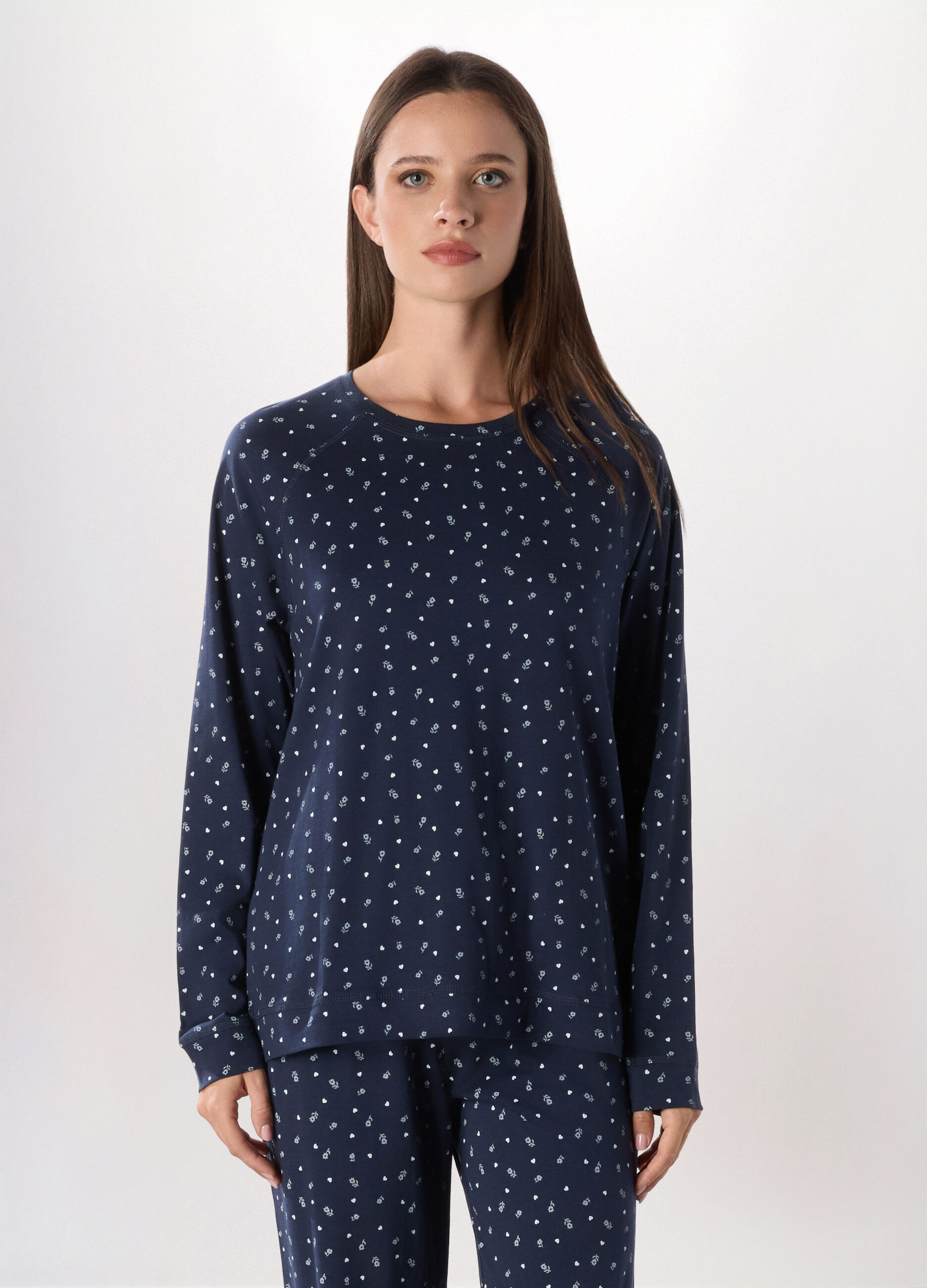 T-shirt pigiama in jersey di puro cotone donna_0