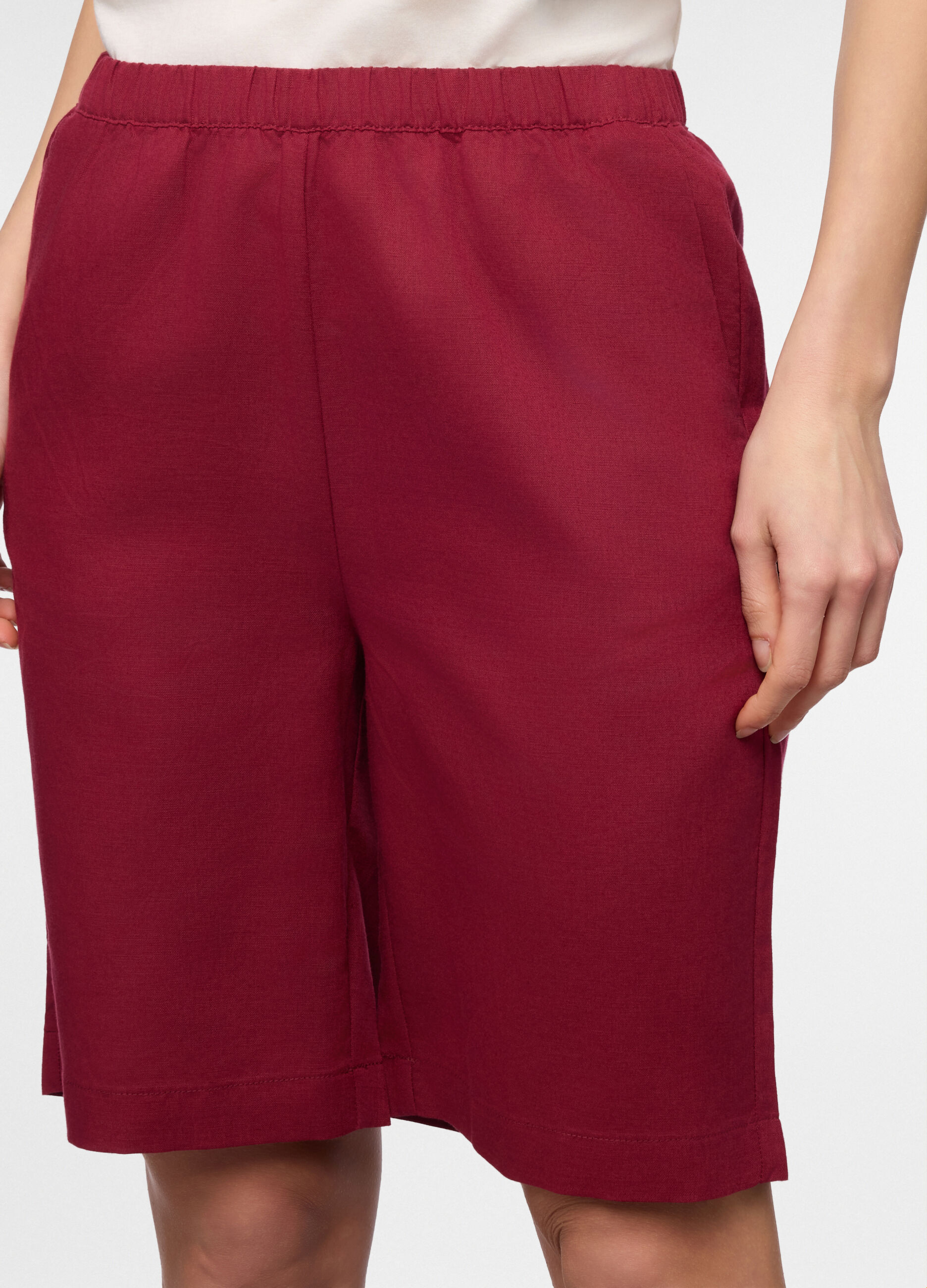 Bermuda wide leg misto lino donna_2