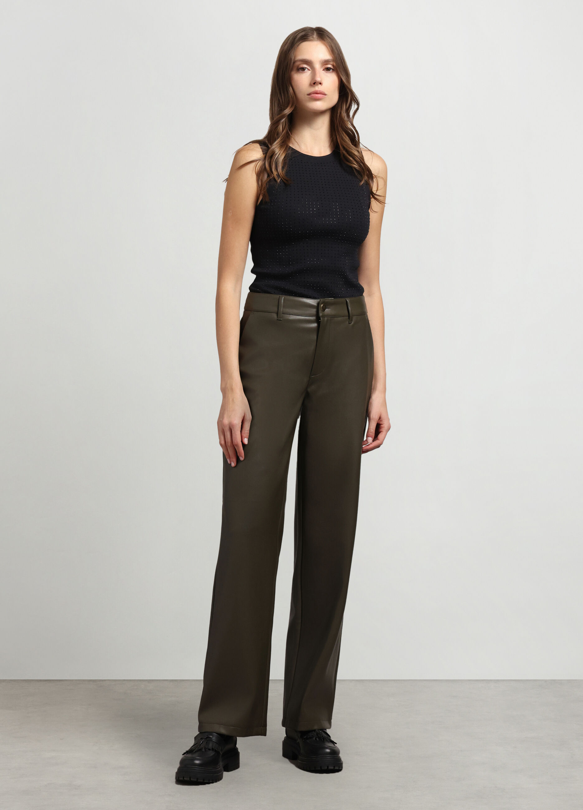 Pantaloni in eco pelle donna_0