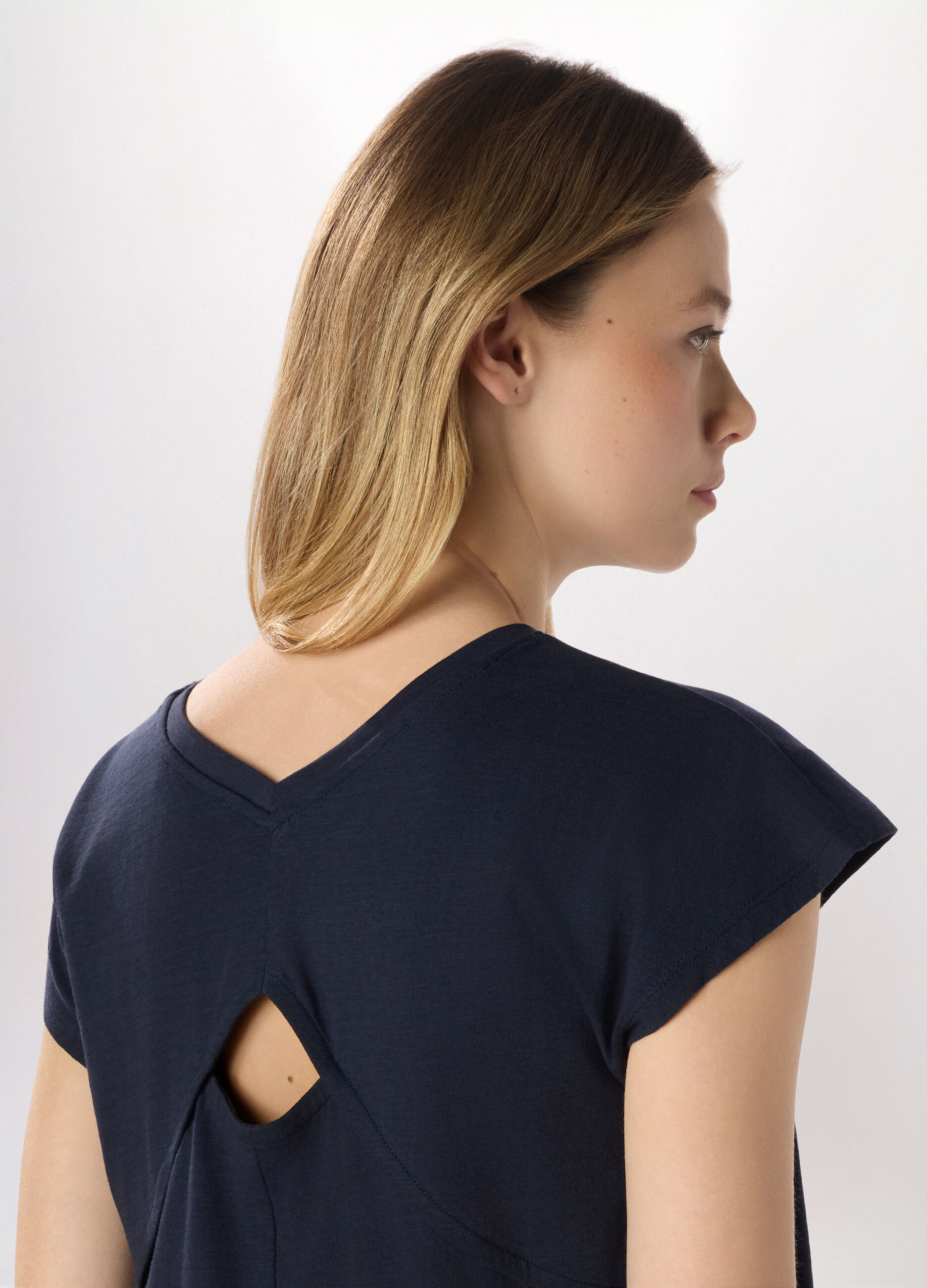 T-shirt in jersey slub di puro cotone donna_2