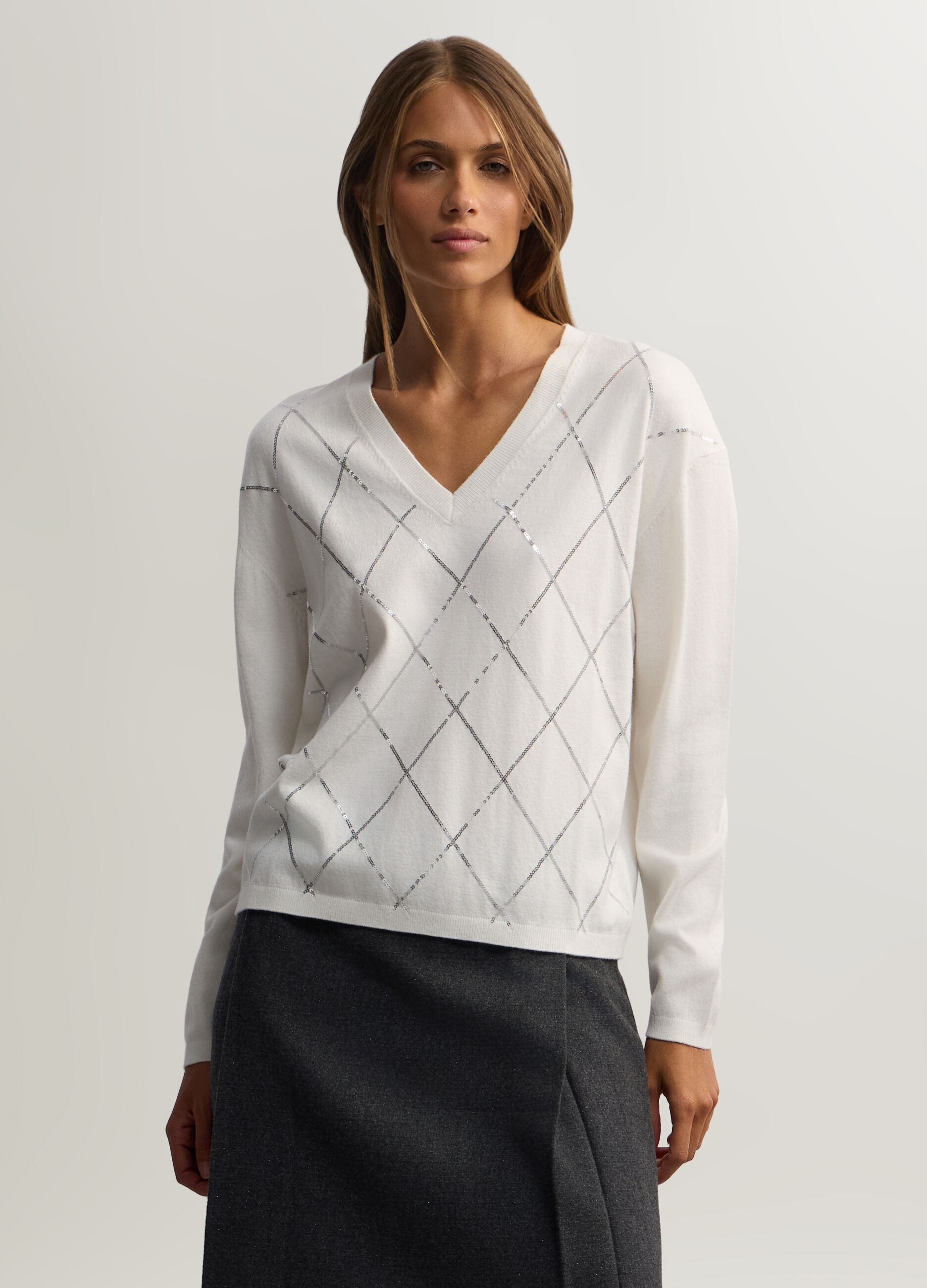 Pullover con scollo a V rasato donna_0