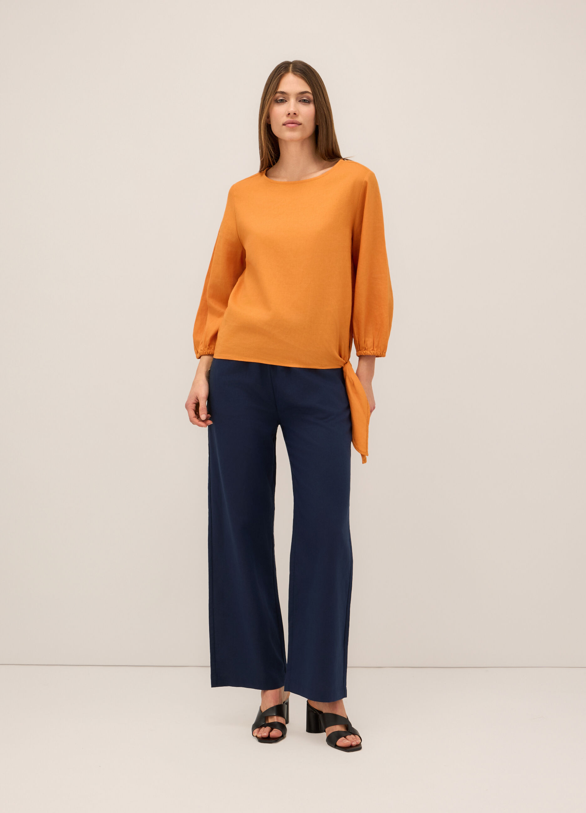 Pantaloni misto lino donna_0