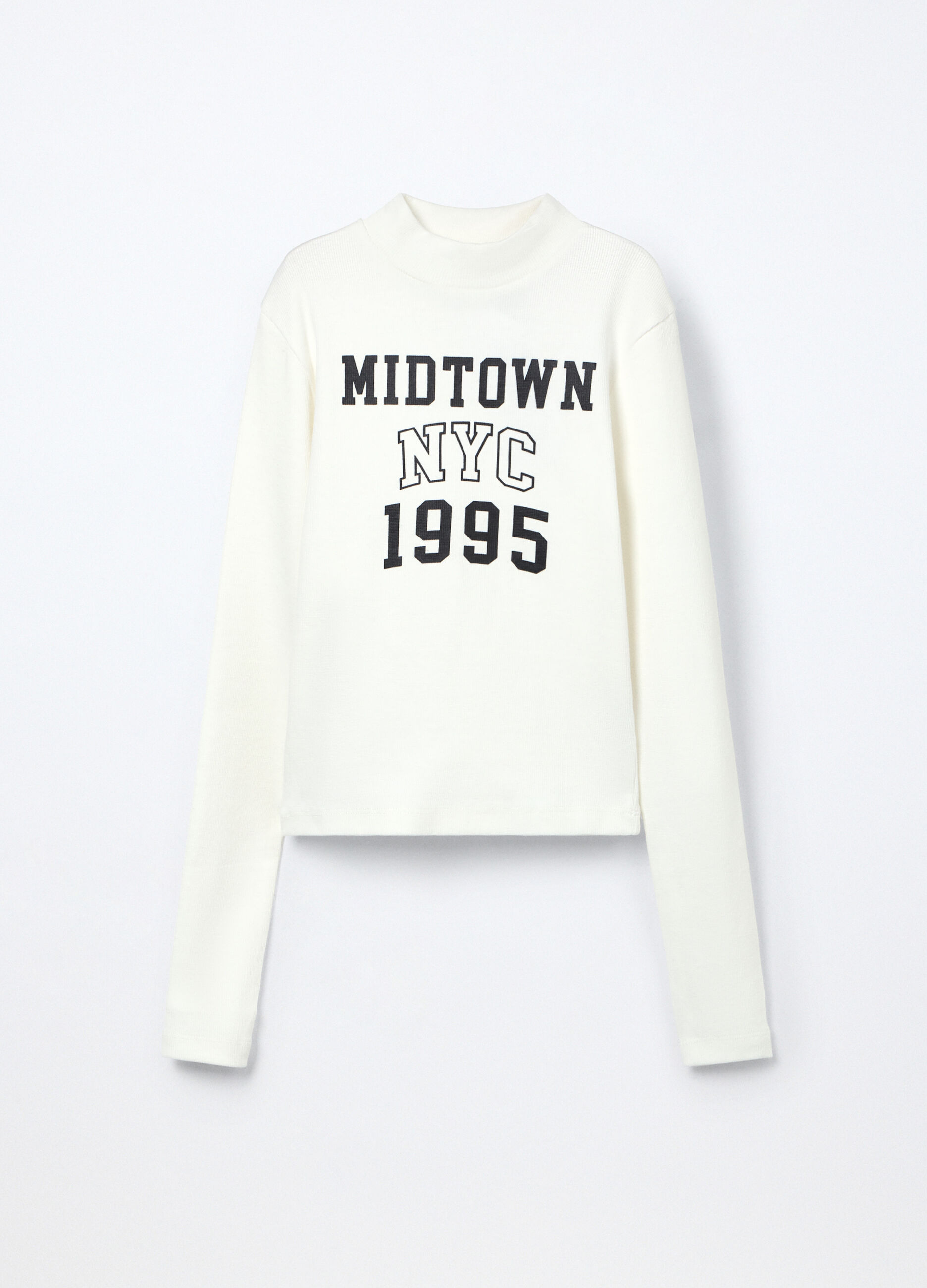 T-shirt in costina di cotone stretch ragazza_0