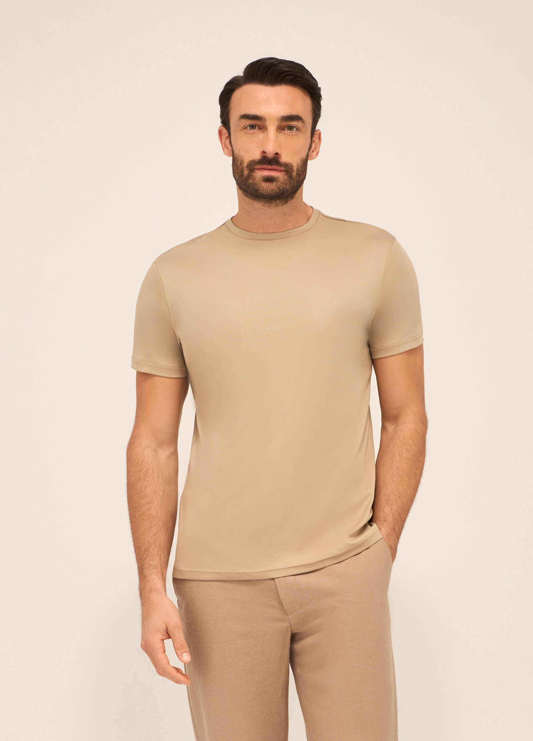 T-shirt girocollo in jersey di cotone uomo_0