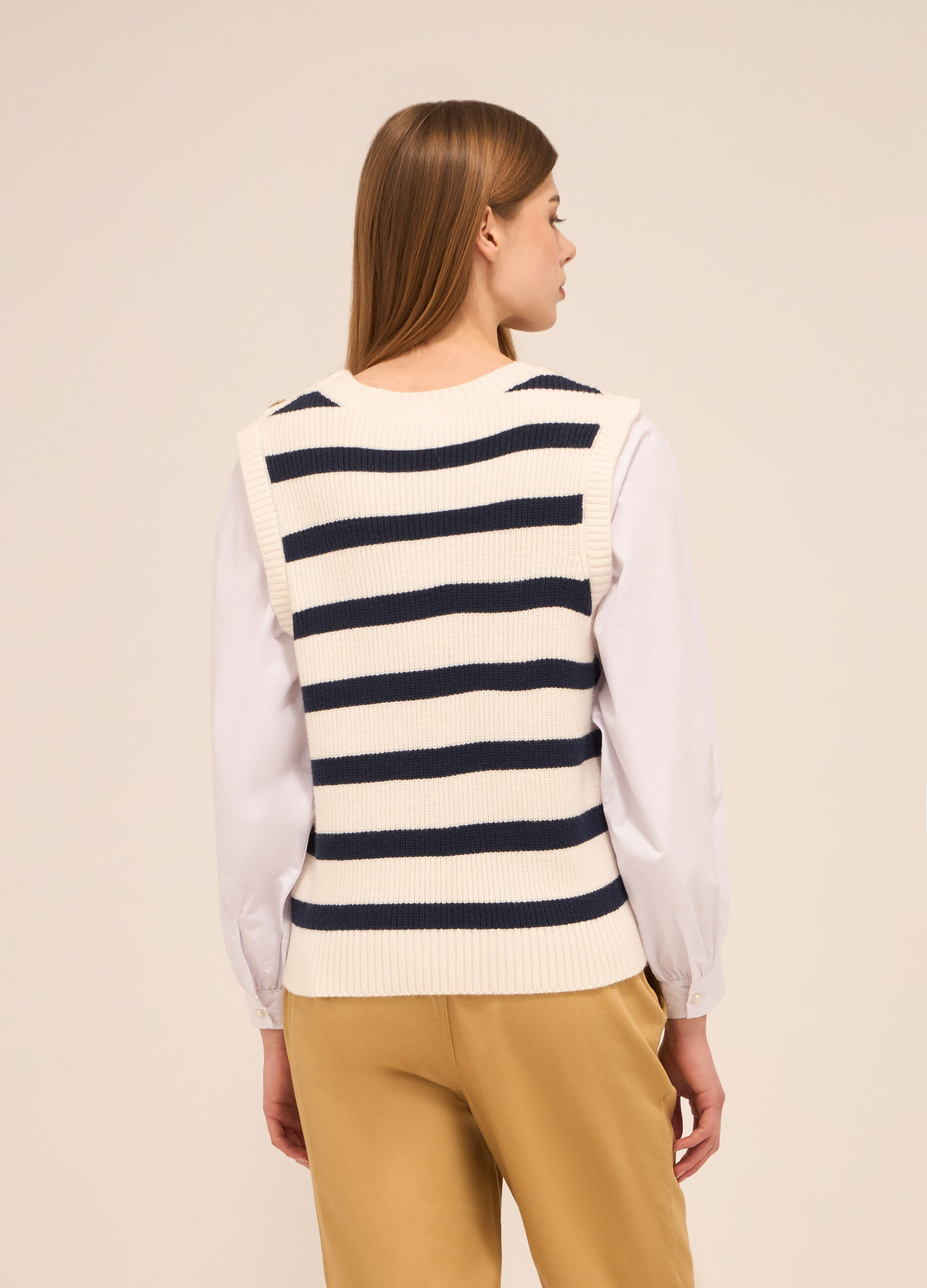 Tricot smanicato in misto viscosa donna_1