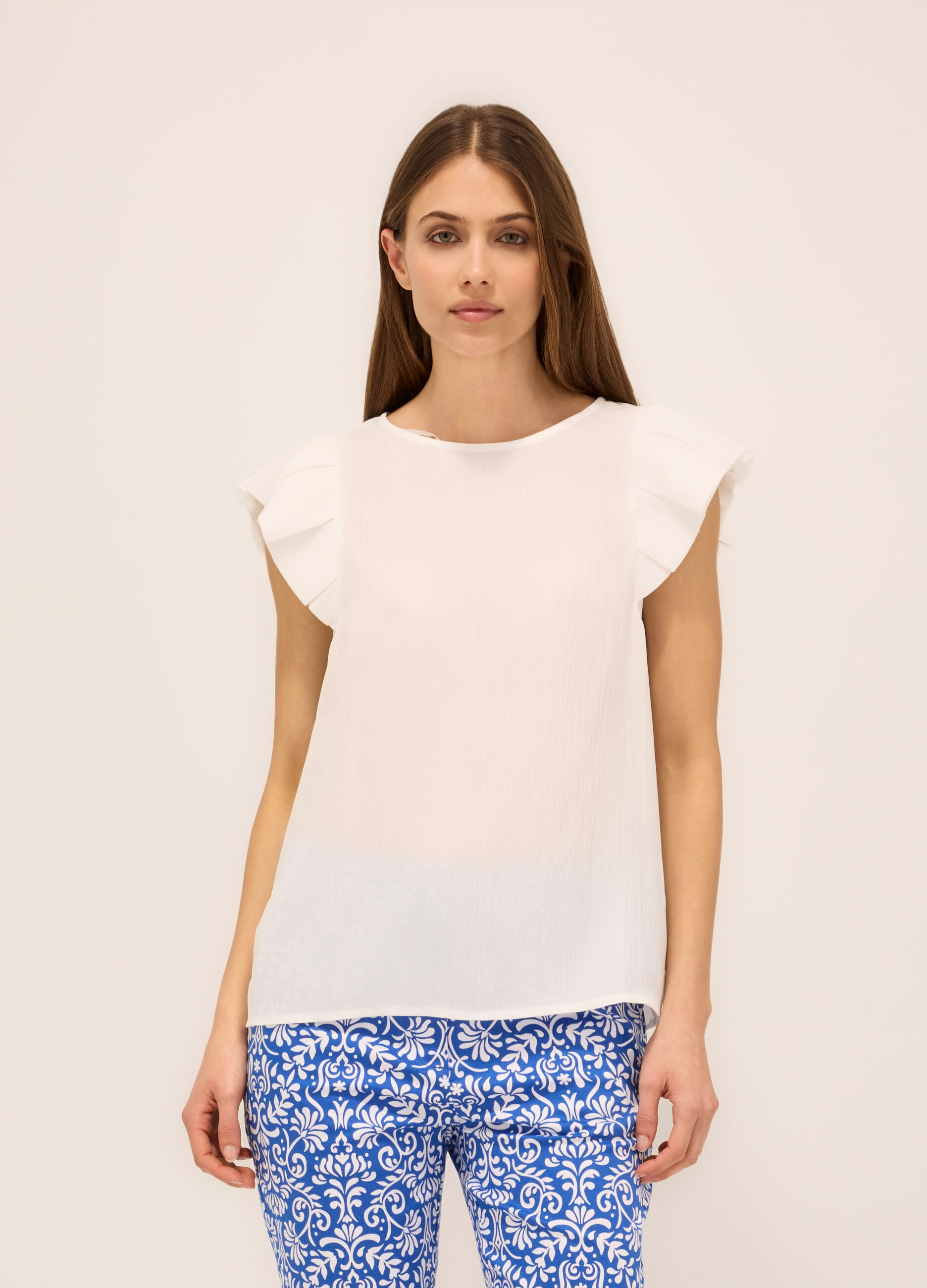 Blusa con maniche ad aletta donna_0