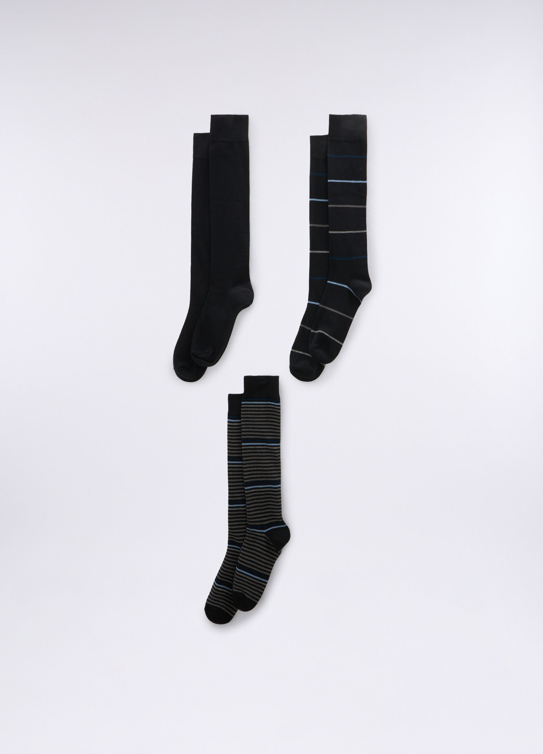 3 pack calze lunghe in cotone a righe uomo_0