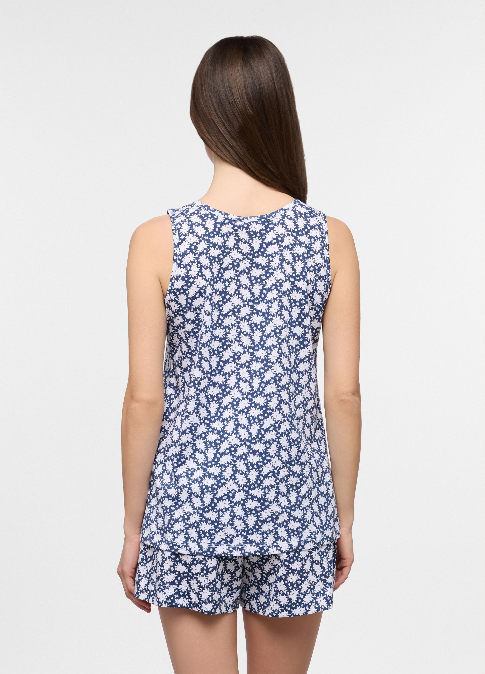 Top pigiama smanicato in puro cotone donna_1