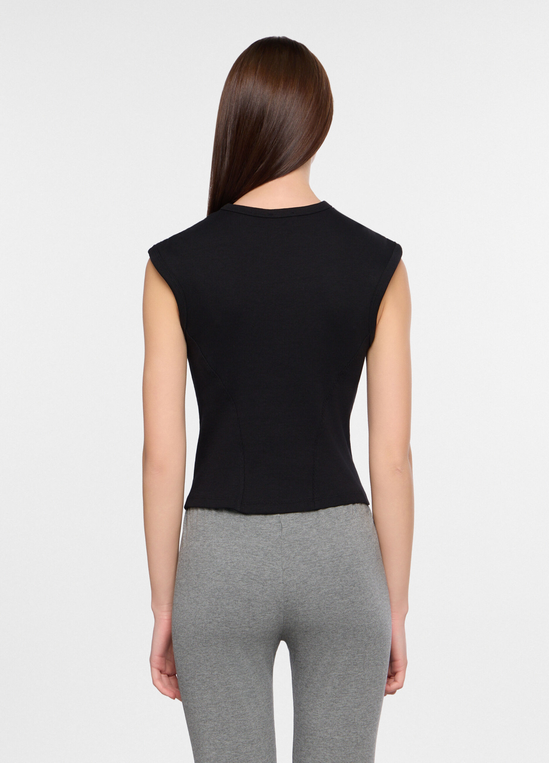 Canotta girocollo in costina stretch donna_1