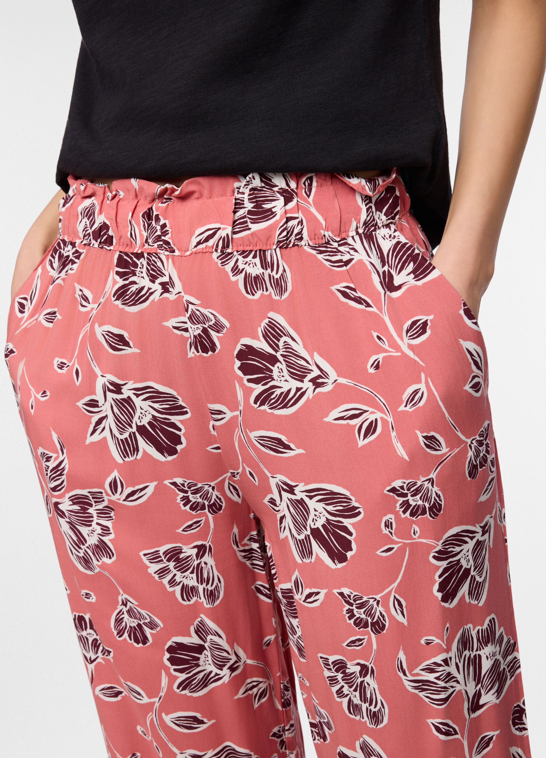 Pantaloni palazzo regular fit in pura viscosa donna_2