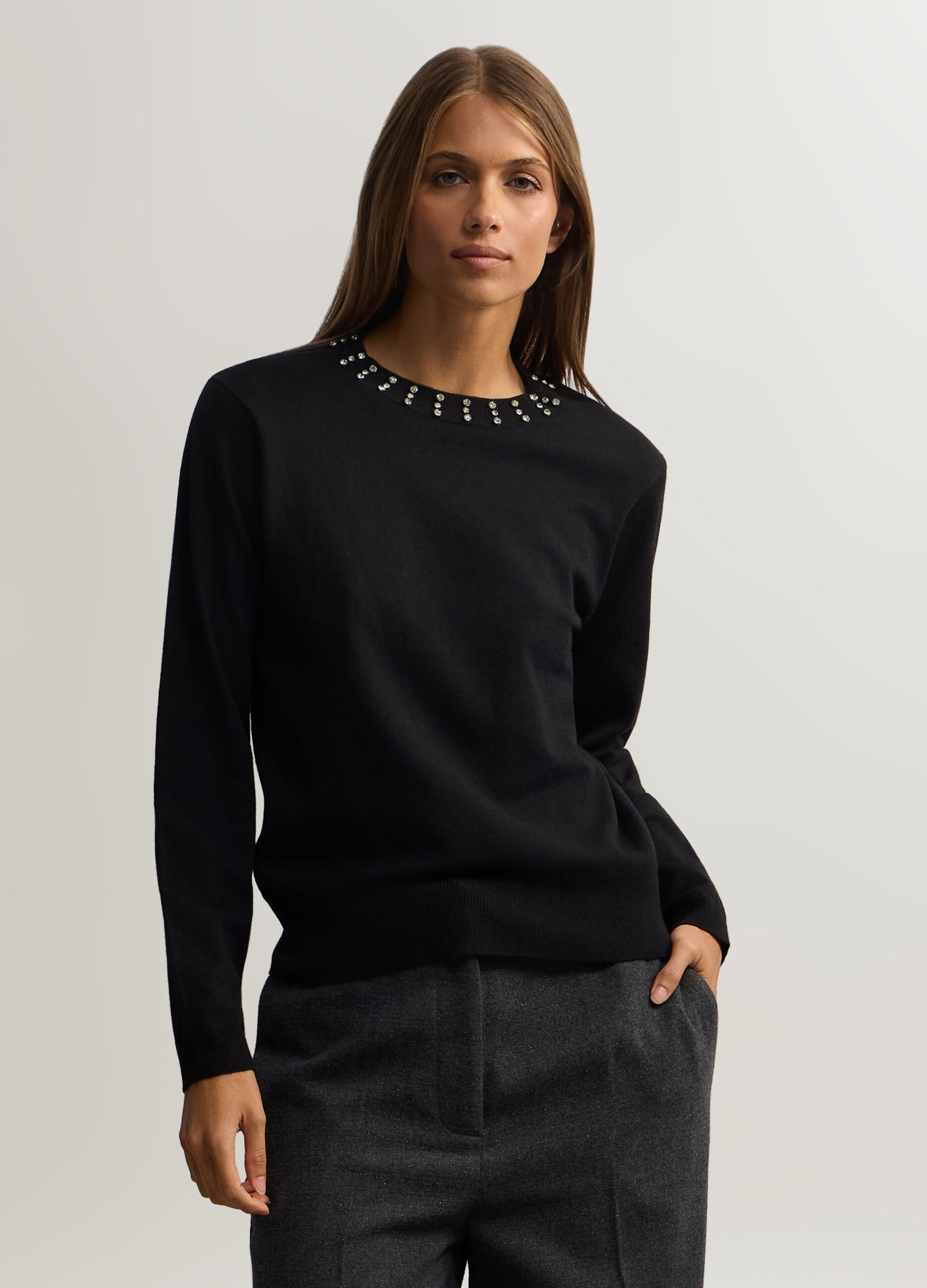 Maglia girocollo rasata donna_0