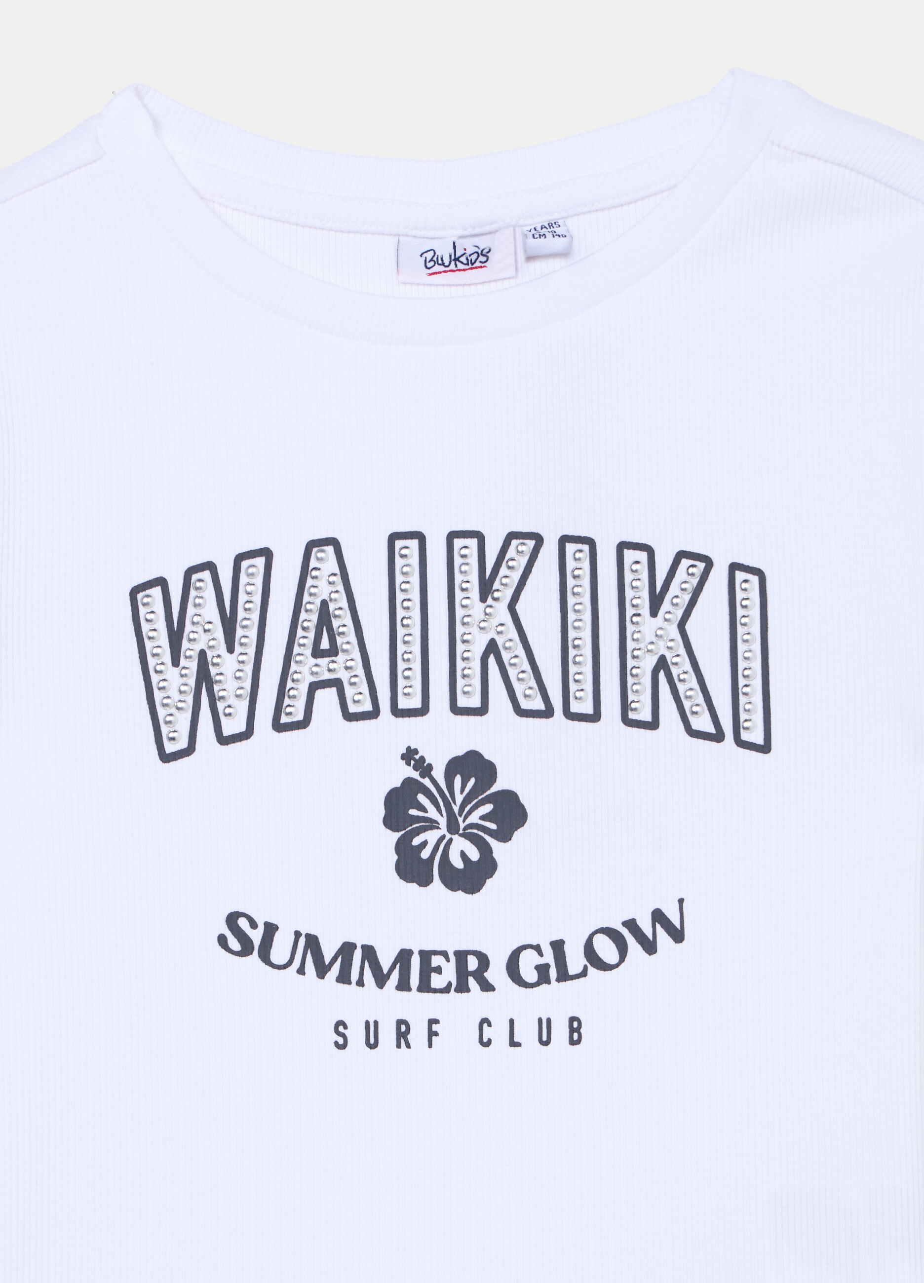 T-shirt girocollo fitted in costina di cotone stretch ragazza_2