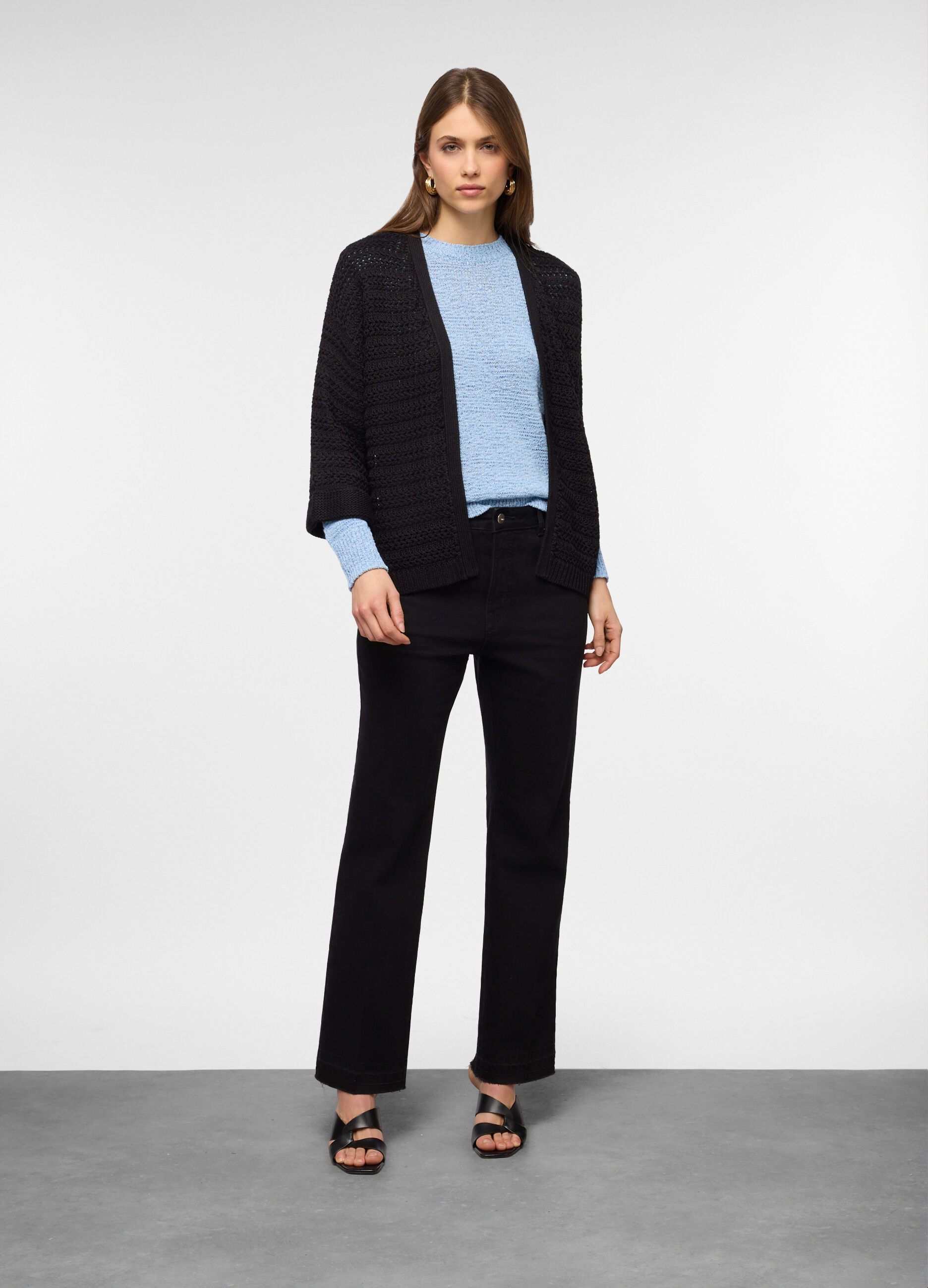 Cardigan aperto jaquard donna_0