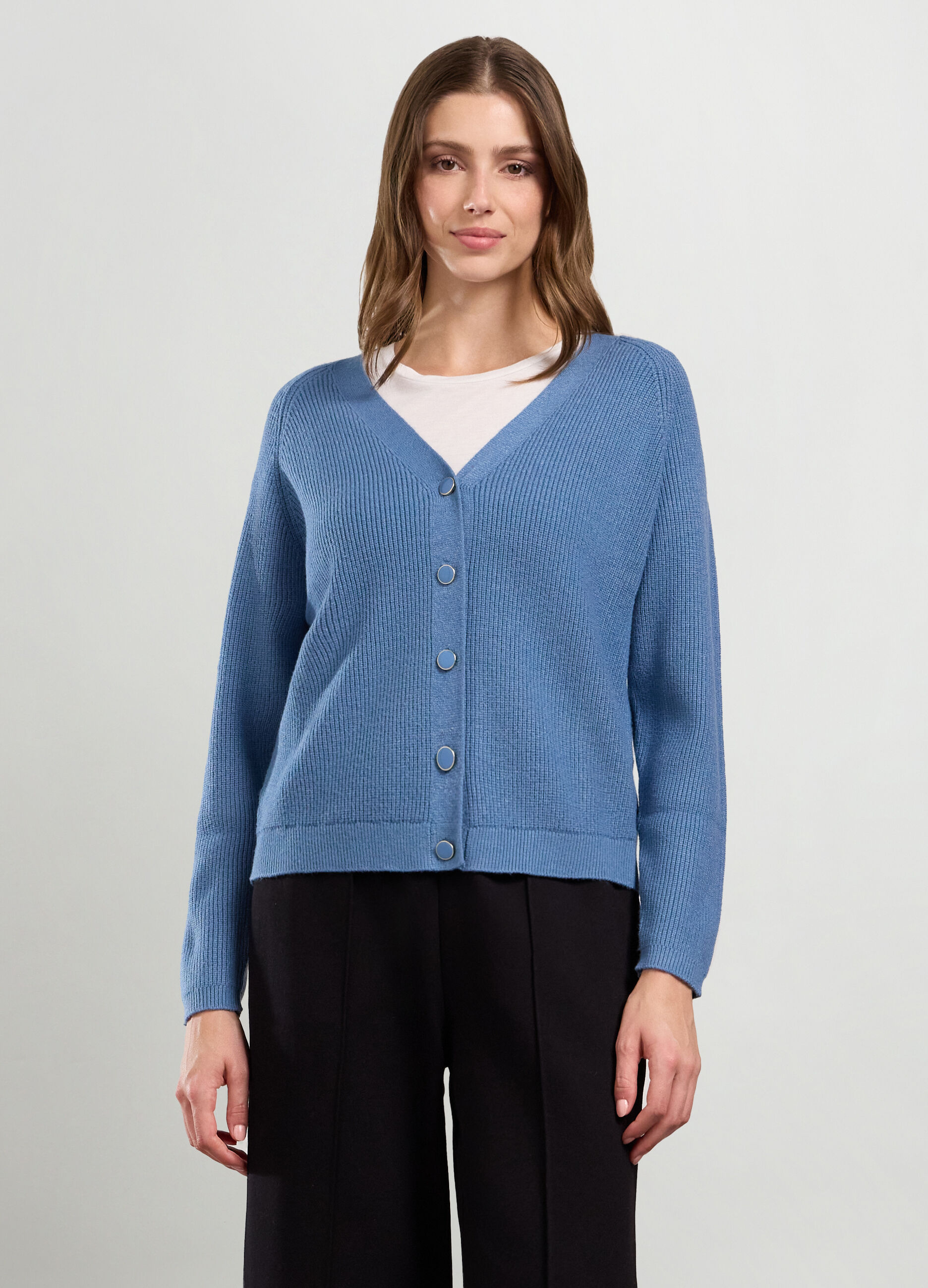 Cardigan in costina di misto viscosa donna_0