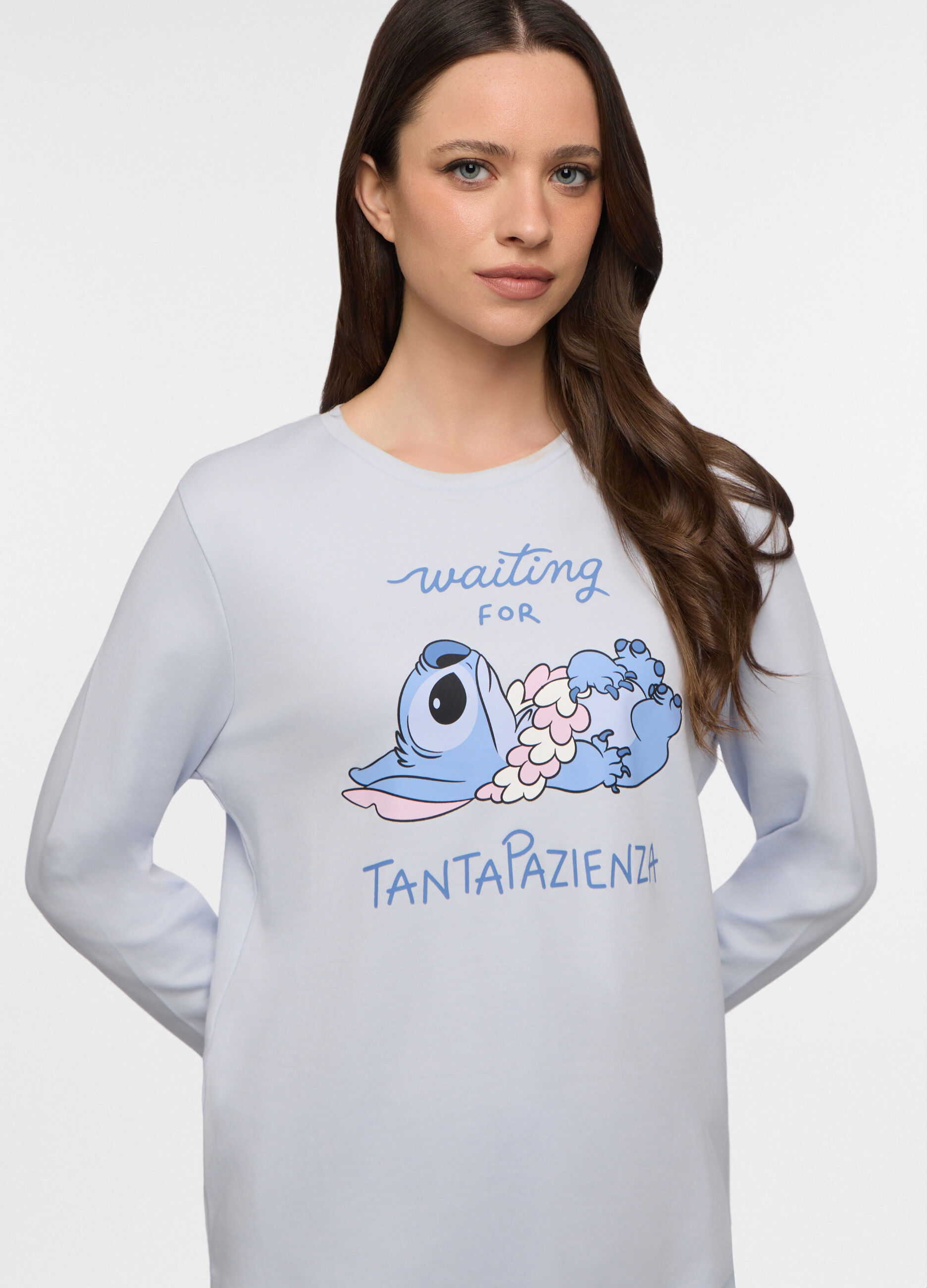 Set pigiama lungo in interlock di puro cotone donna_2