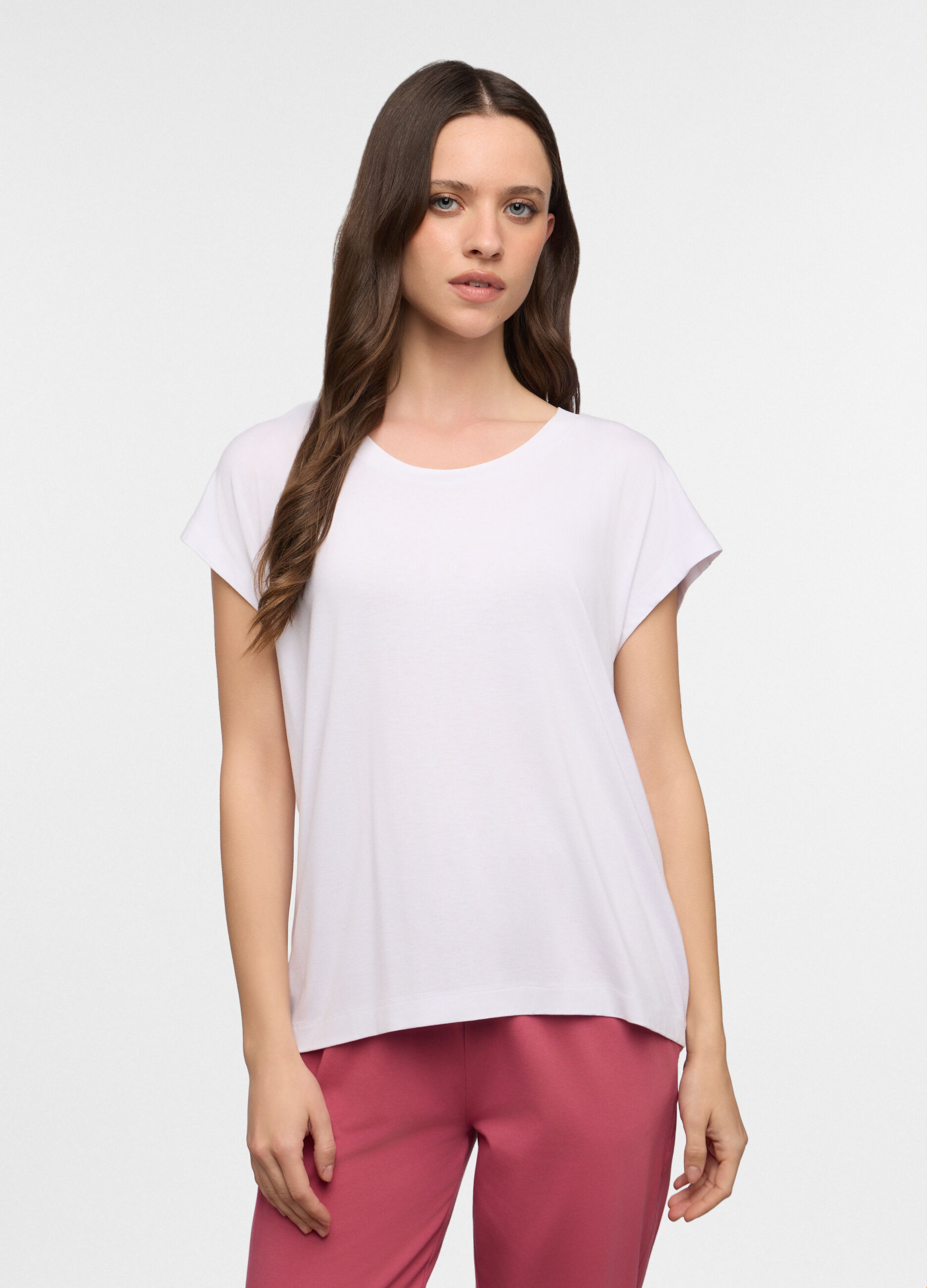 T-shirt girocollo stretch donna_0