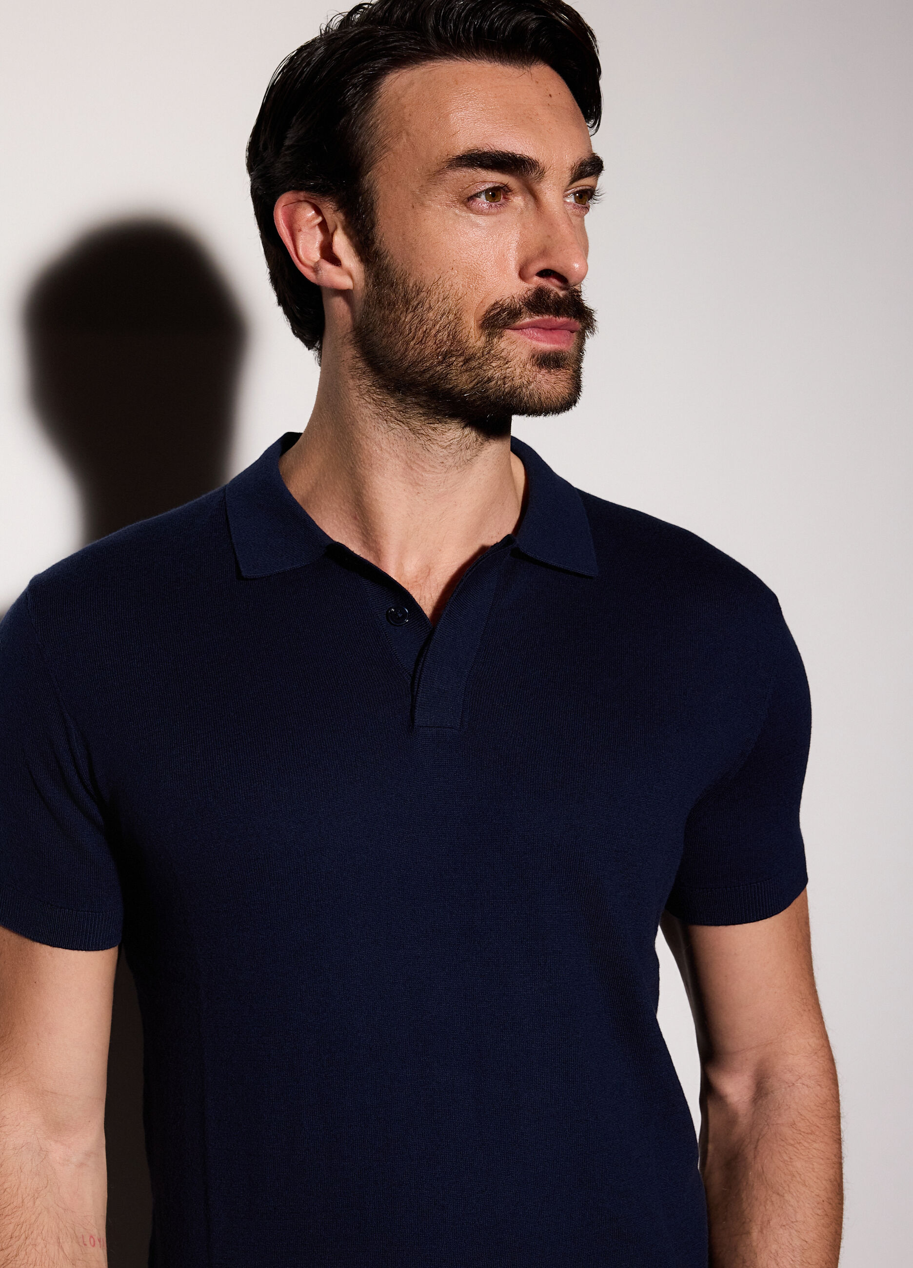 Polo a maniche corte in cotone e seta uomo_2