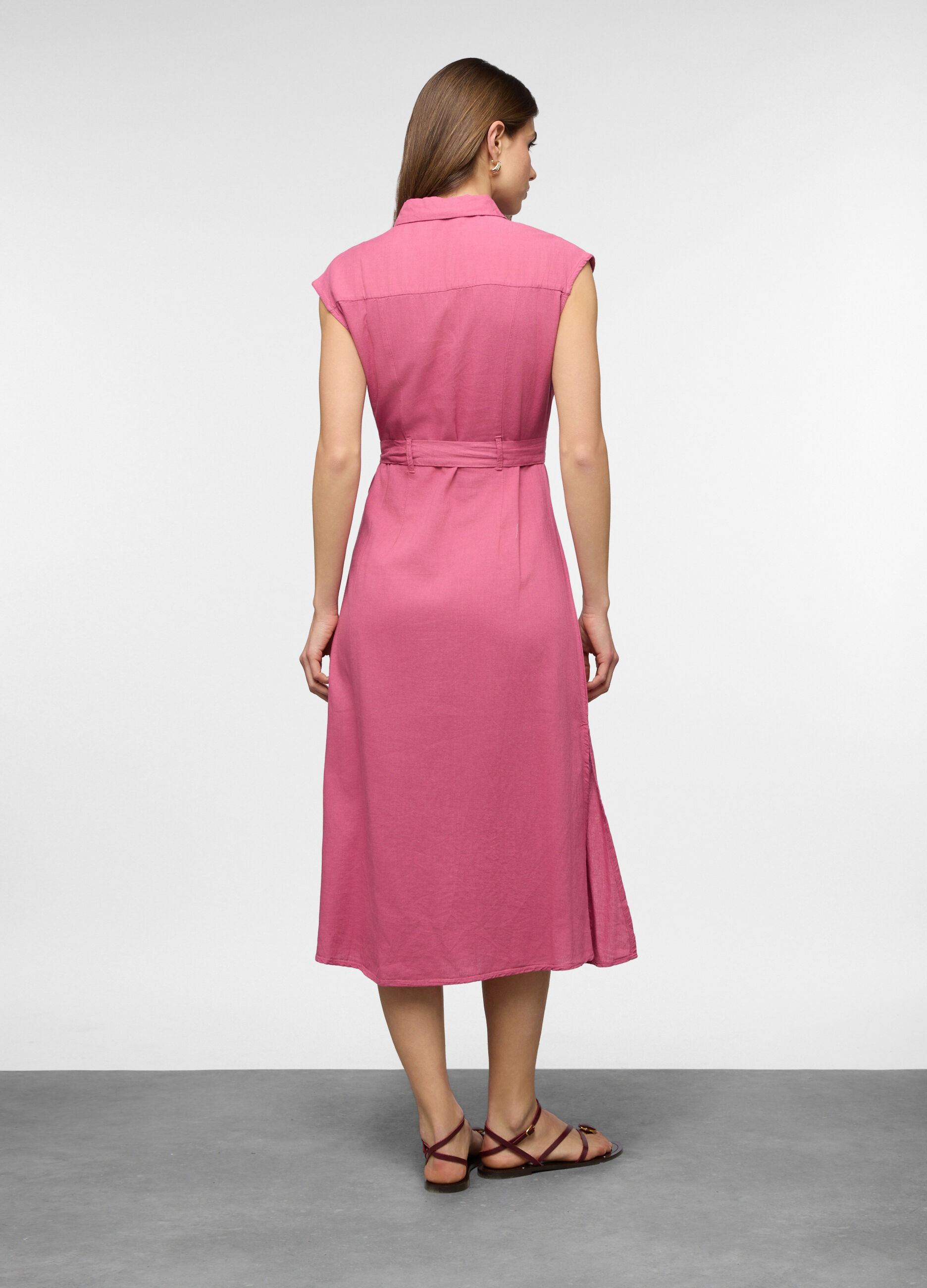 Abito lungo chemisier misto lino donna_1