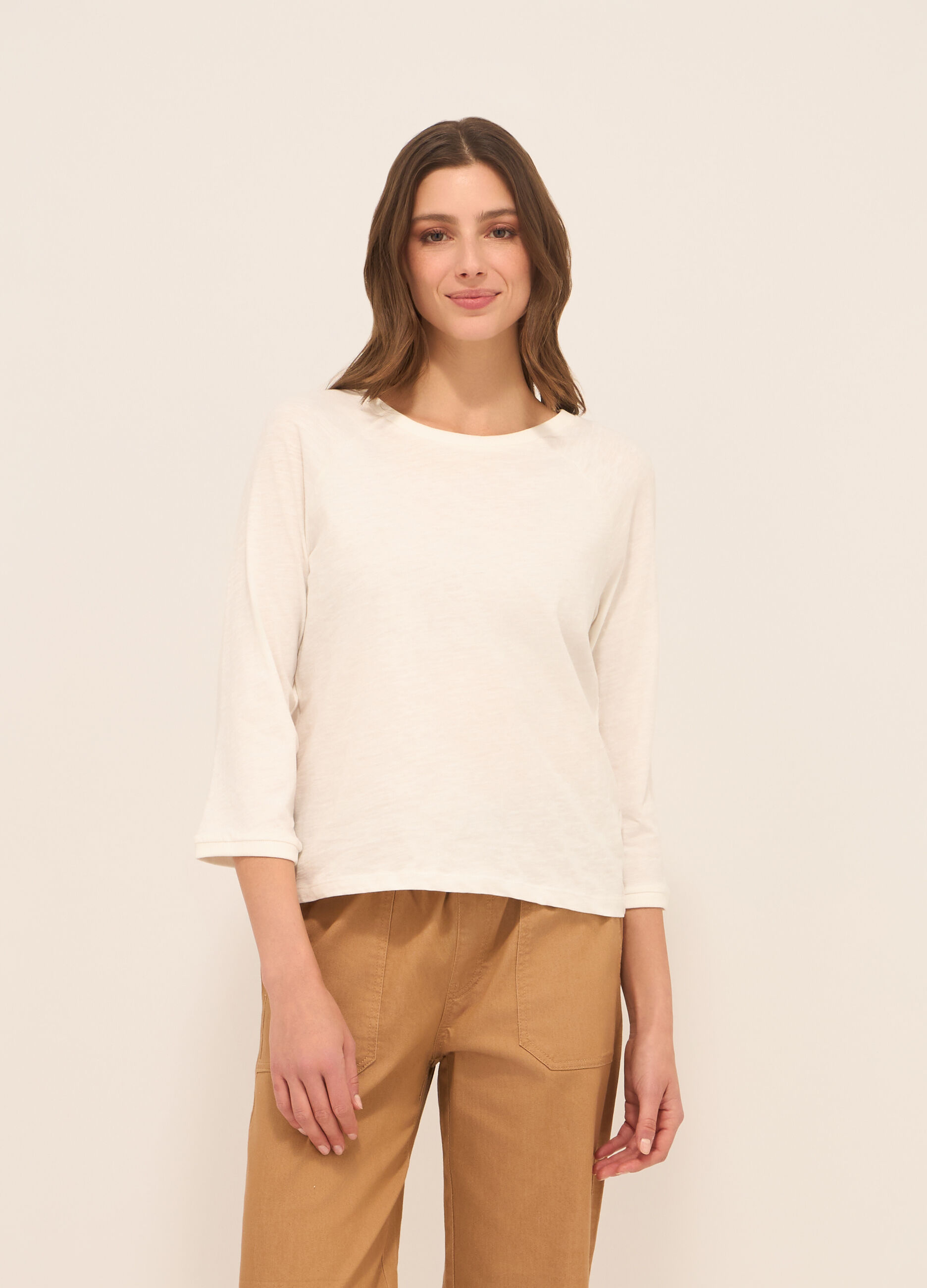 T-shirt in jersey slub di puro cotone donna_0