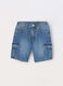 Shorts cargo in denim di puro cotone ragazza_0