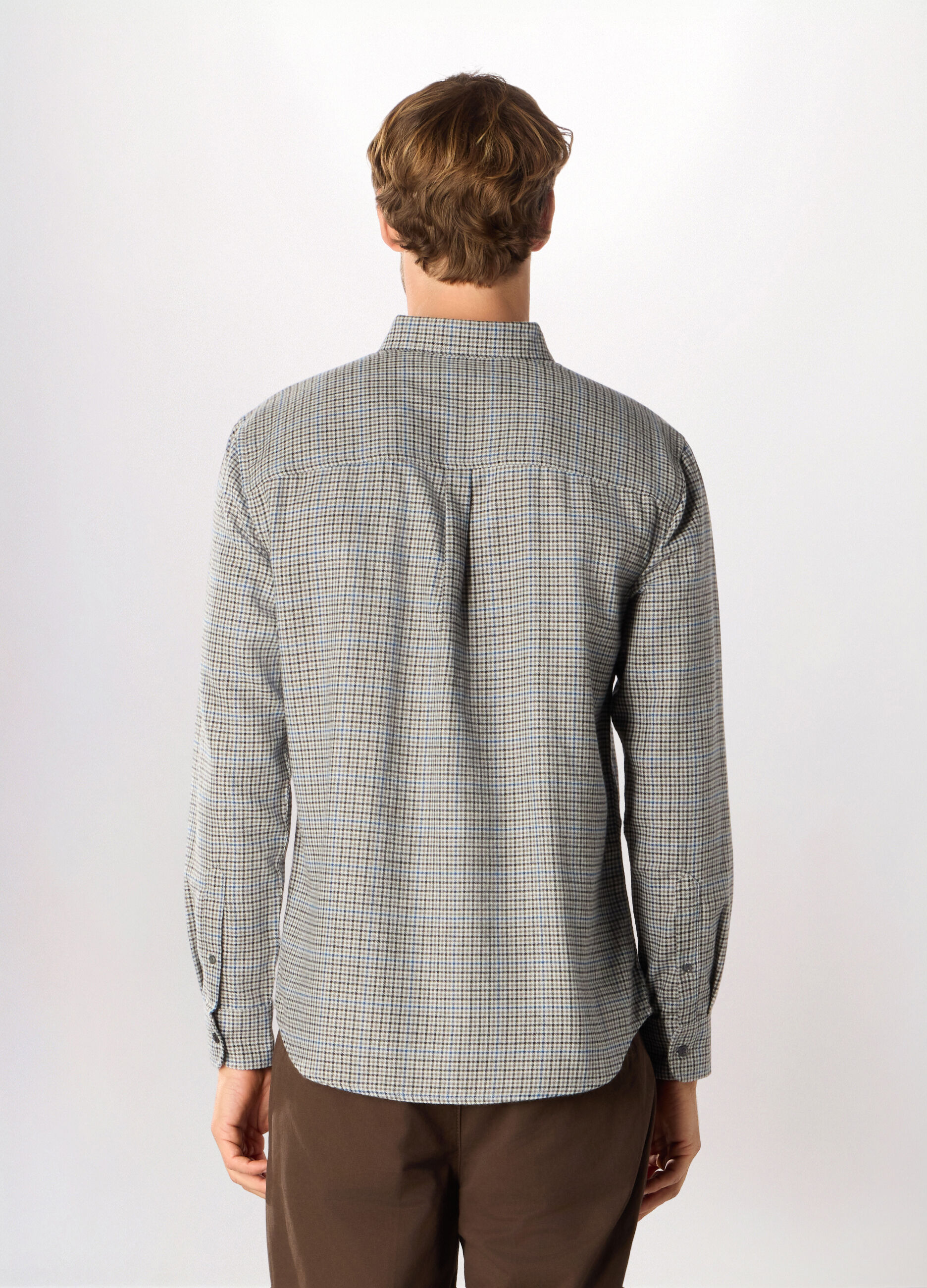 Camicia in flanella misto cotone a quadri uomo_1