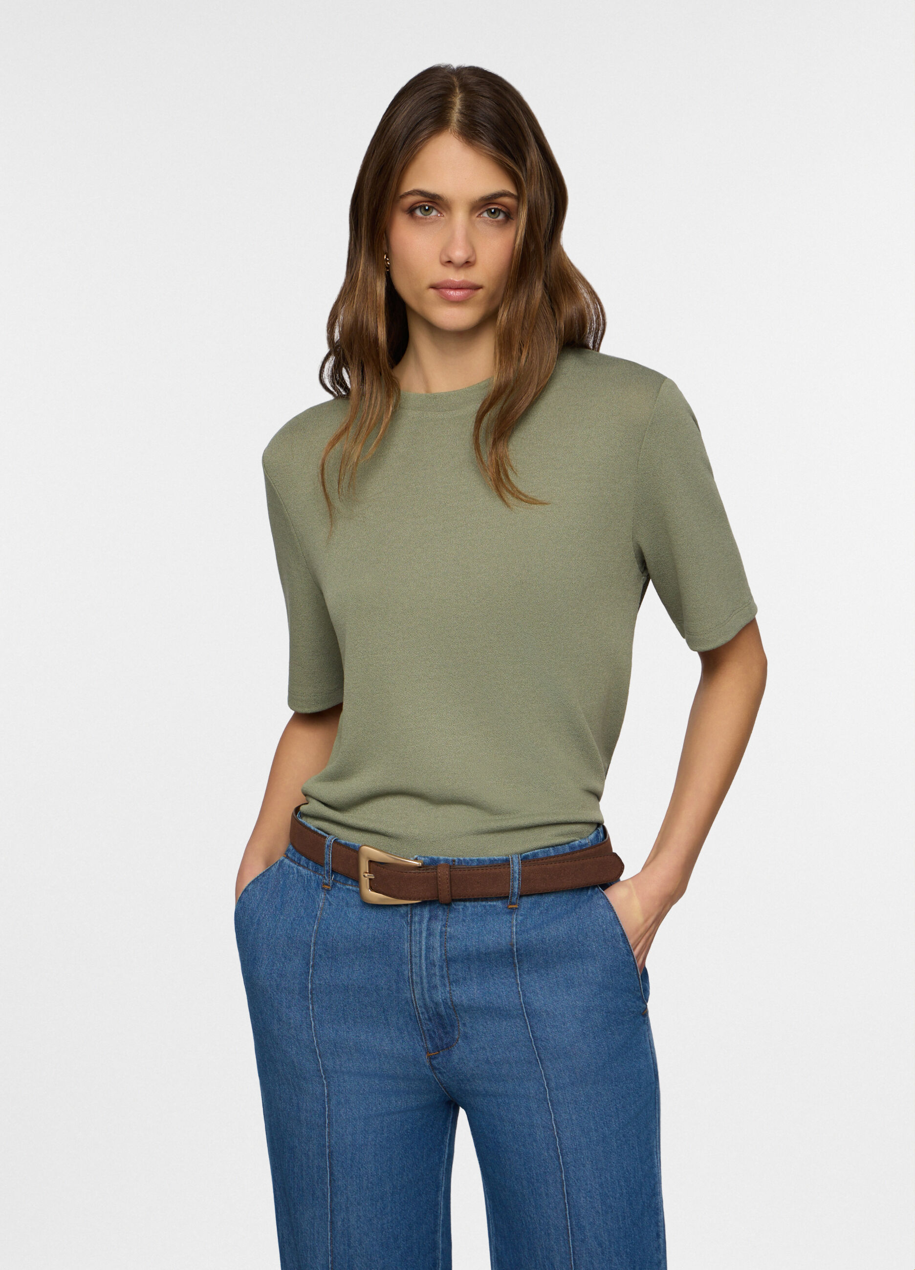 T-shirt girocollo stretch donna_0