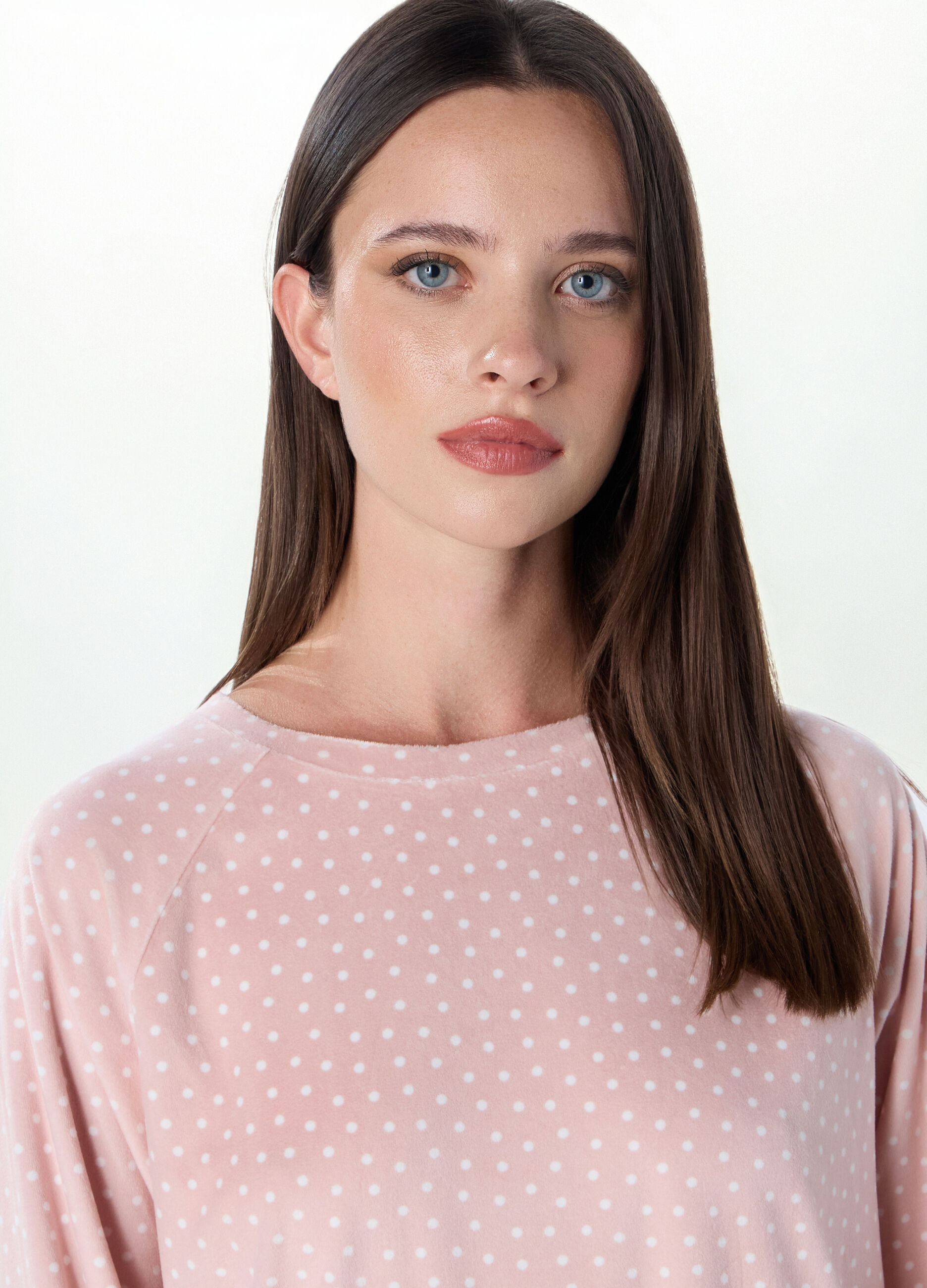 Set pigiama in velours a pois donna_2
