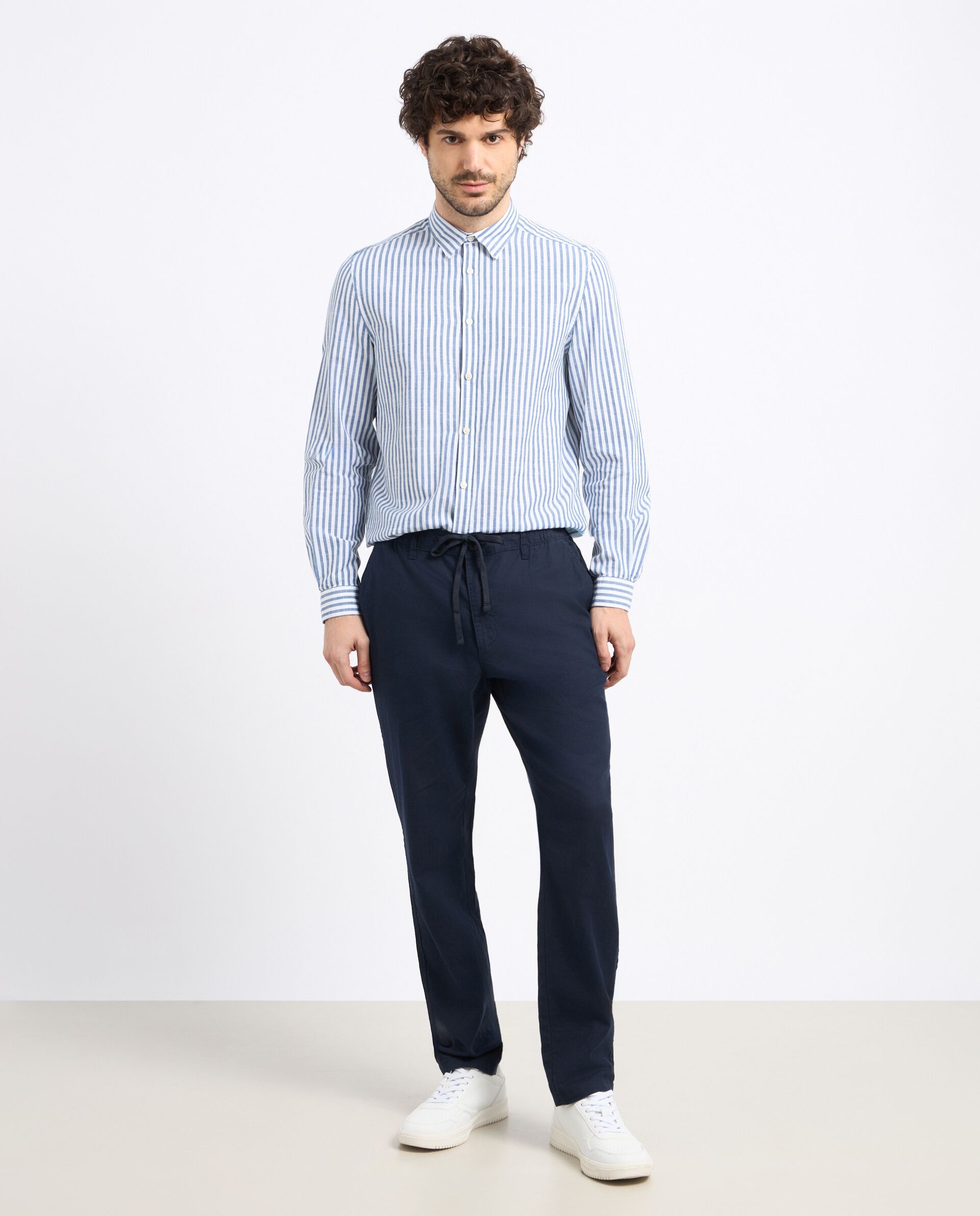 Pantaloni chino in misto lino uomo_0