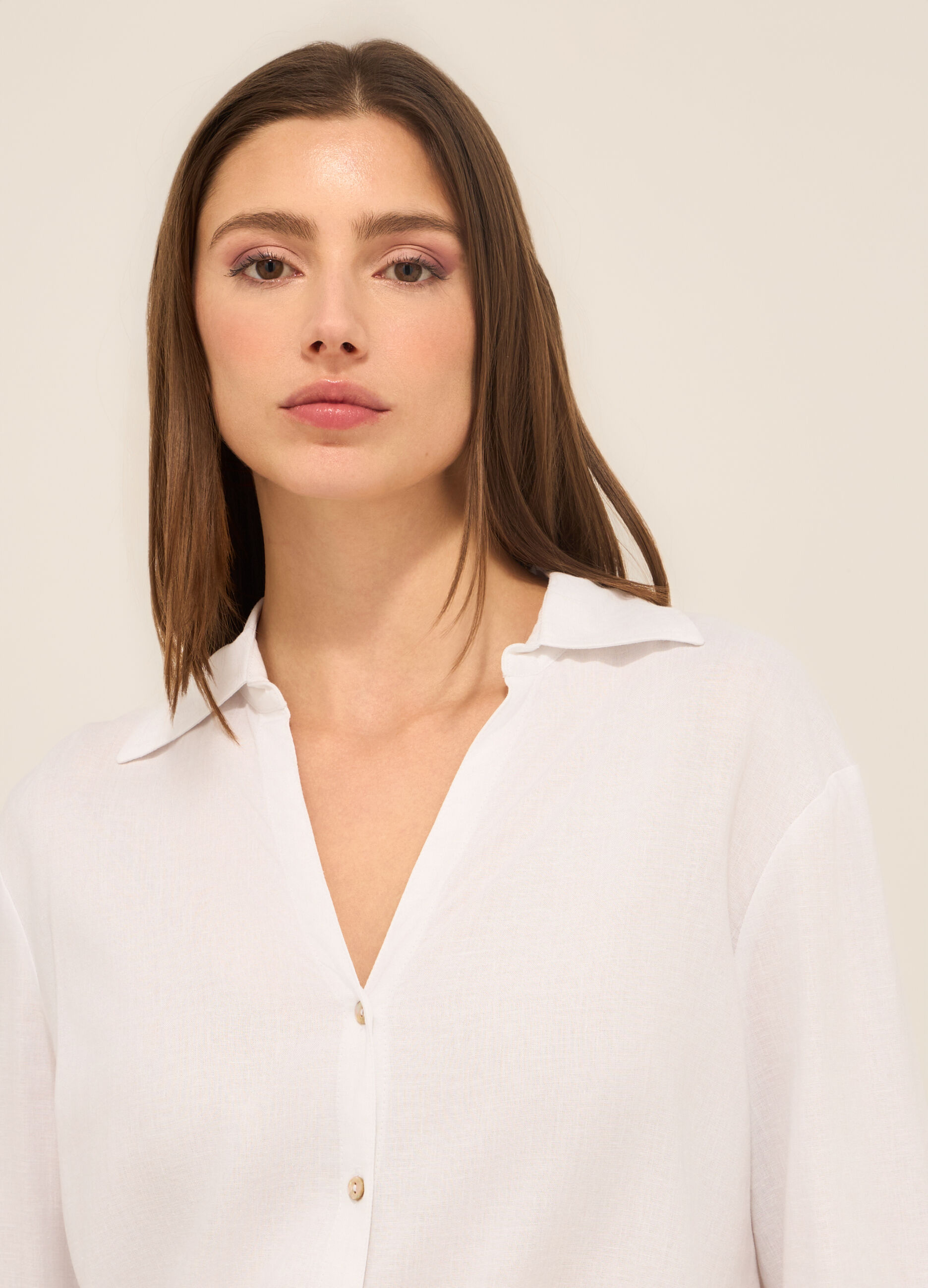 Camicia in chambray misto lino donna_2