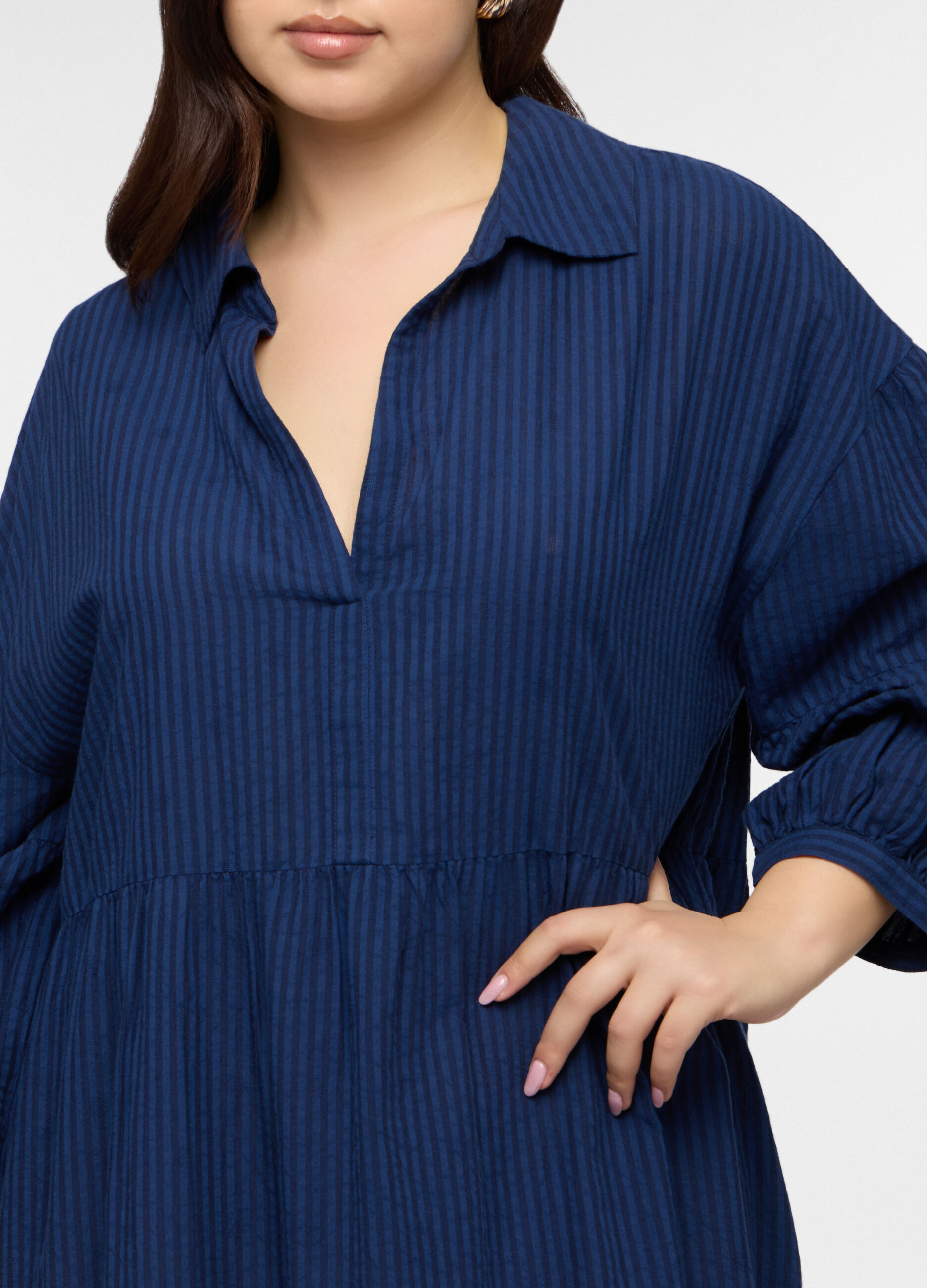 Abito lungo Fit Regular in puro cotone seersucker donna curvy_2