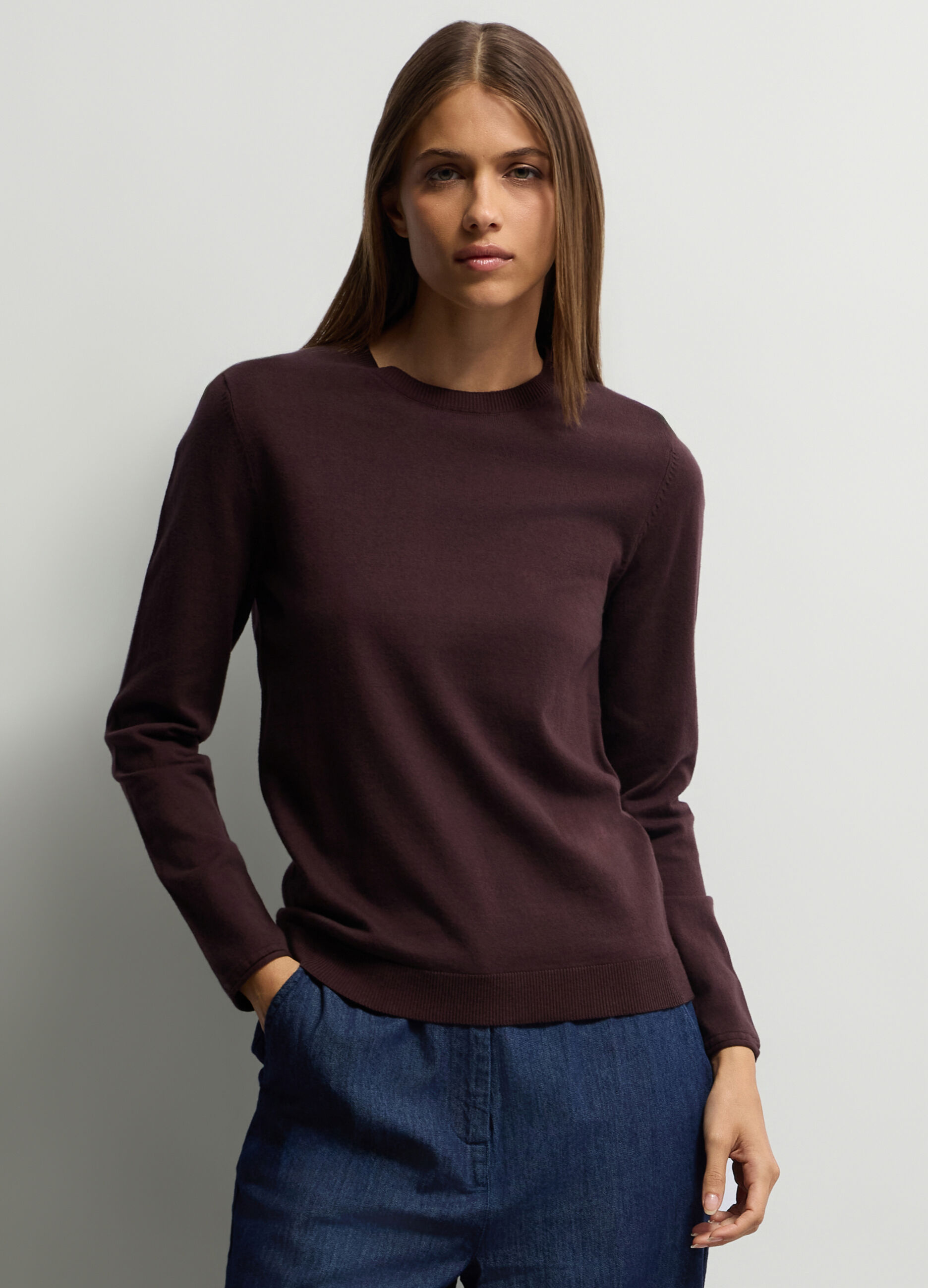 Pullover girocollo rasato donna_0