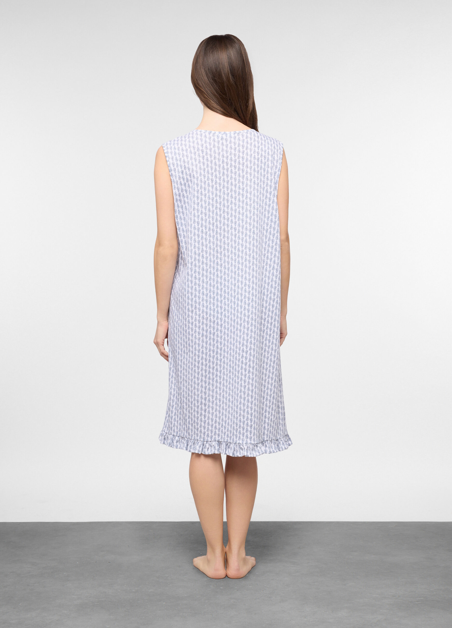 Camicia da notte smanicata in puro cotone donna_1